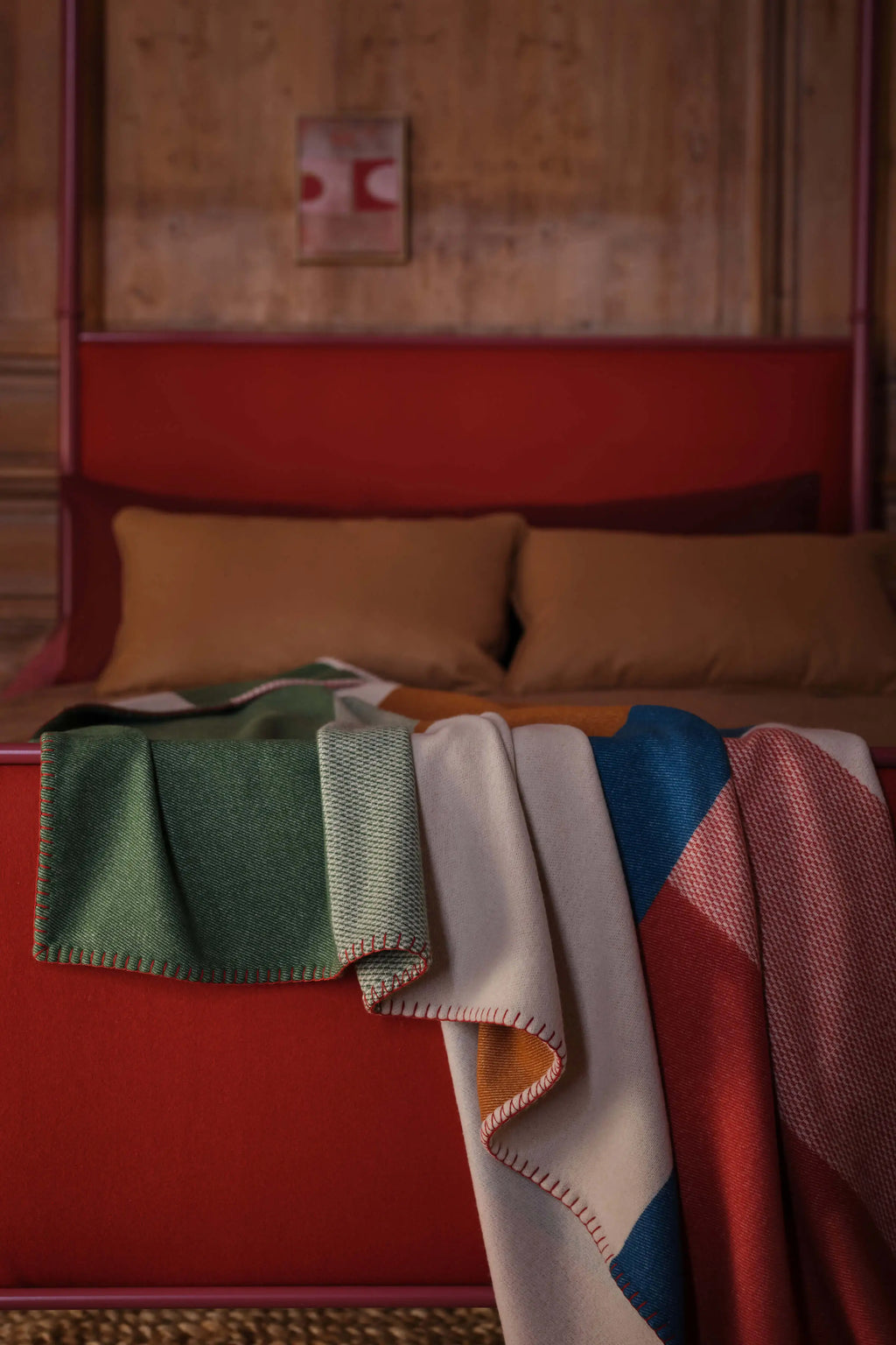 Blanket Stitched Block Jacquard Throw