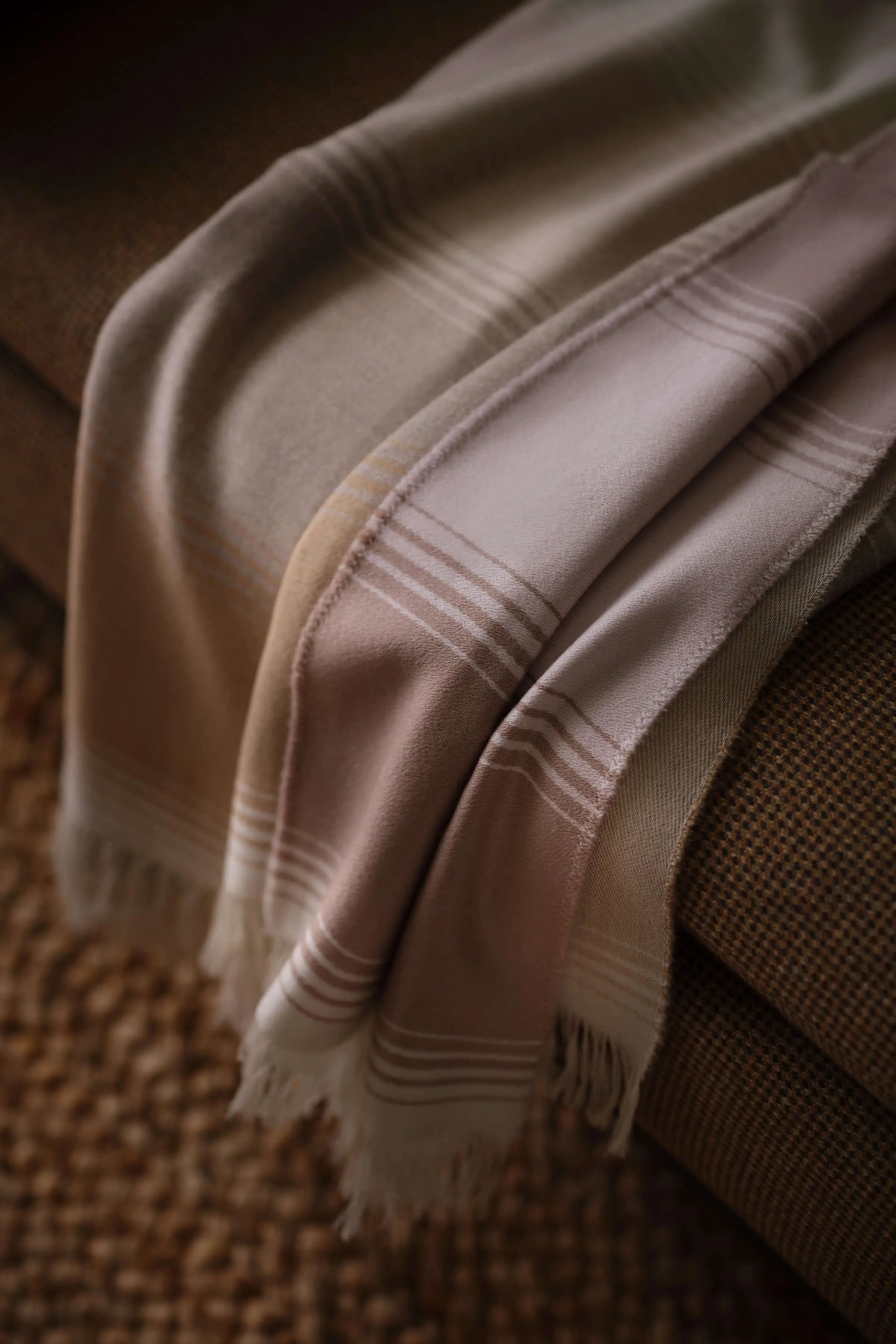Diffused Stripe Merino Wool Pink Throw