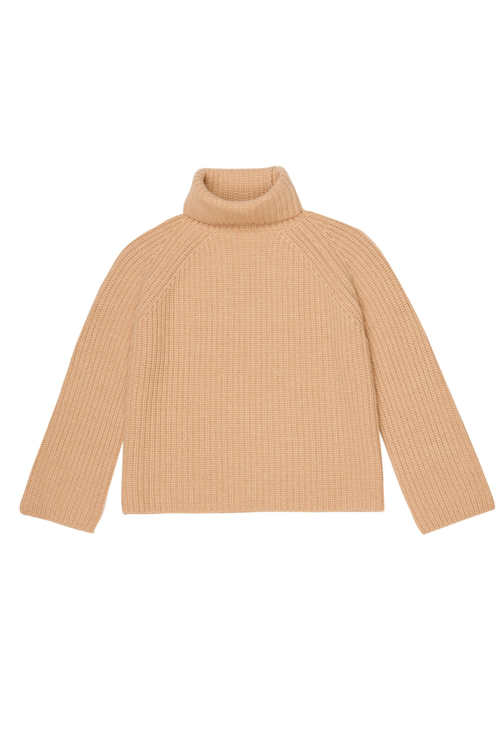 Chunky Cashmere Camel Roll Neck Jumper