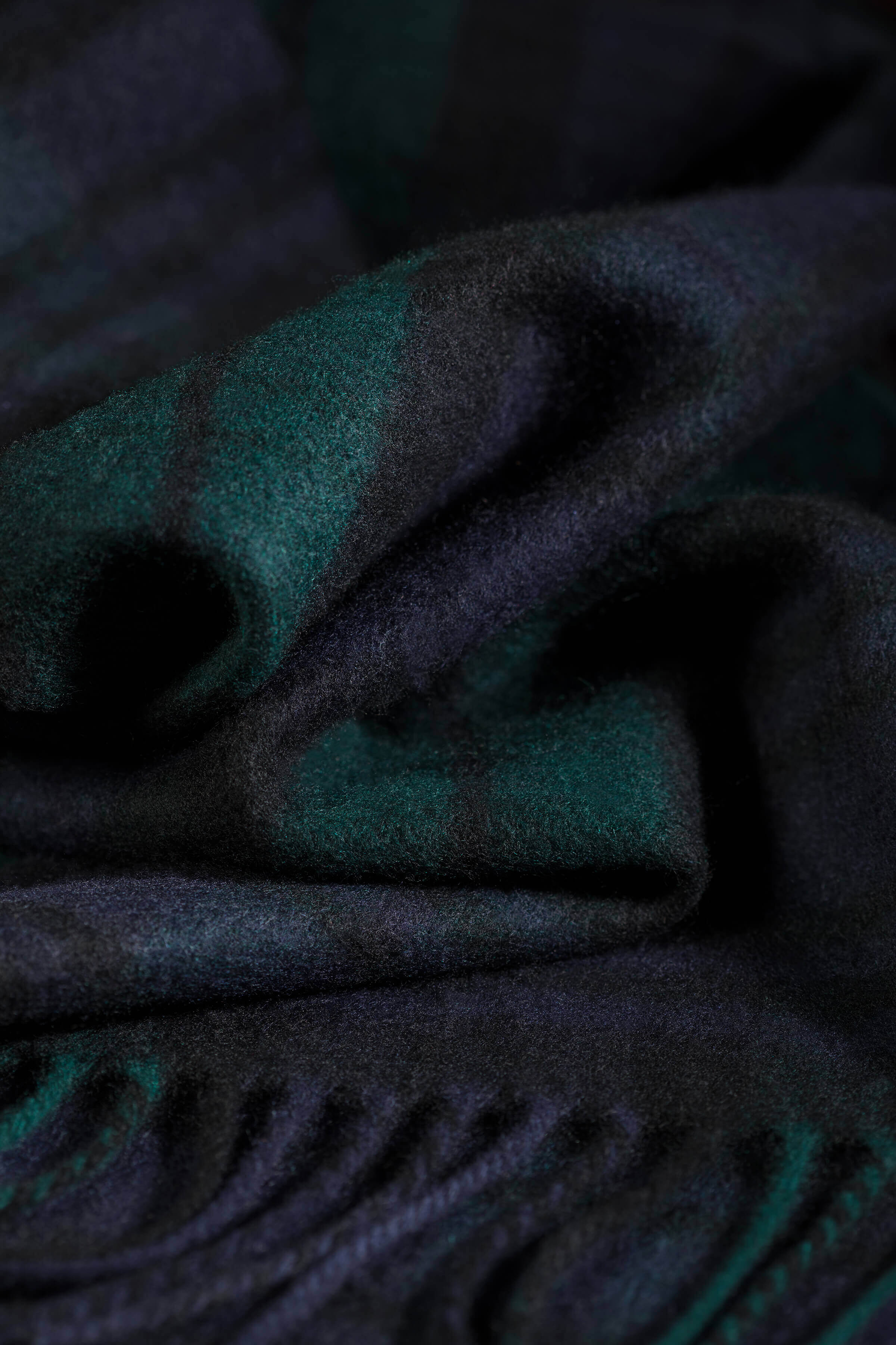 Wide Black Watch Tartan Cashmere Scarf