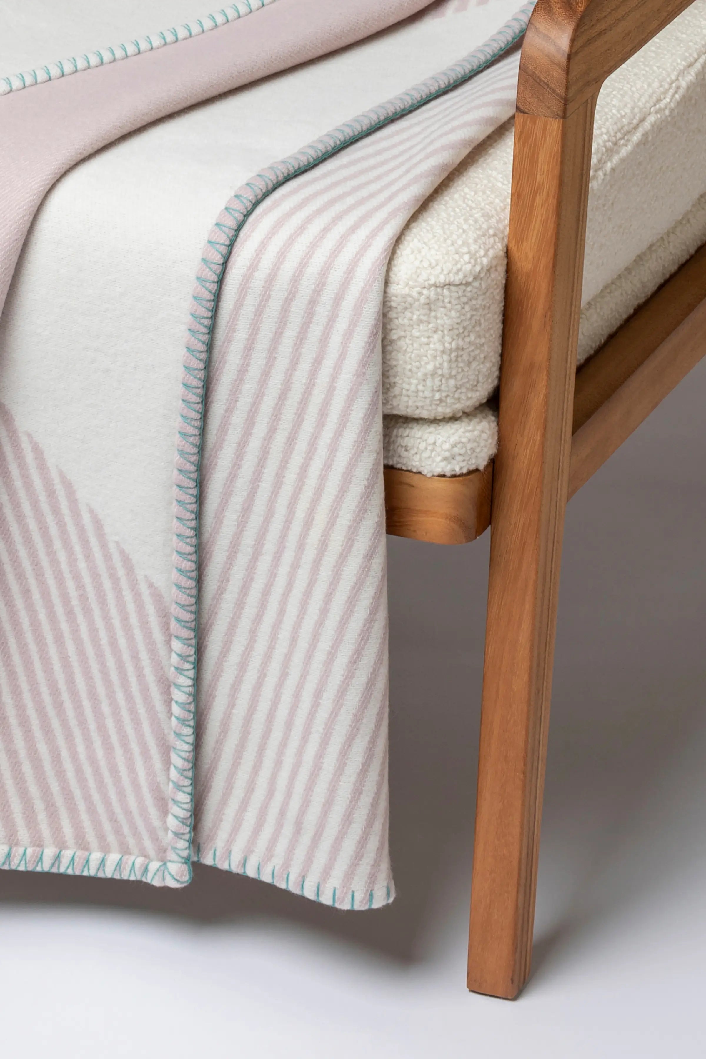 Blanket Stitched Geometric Throw in Playful Pastel