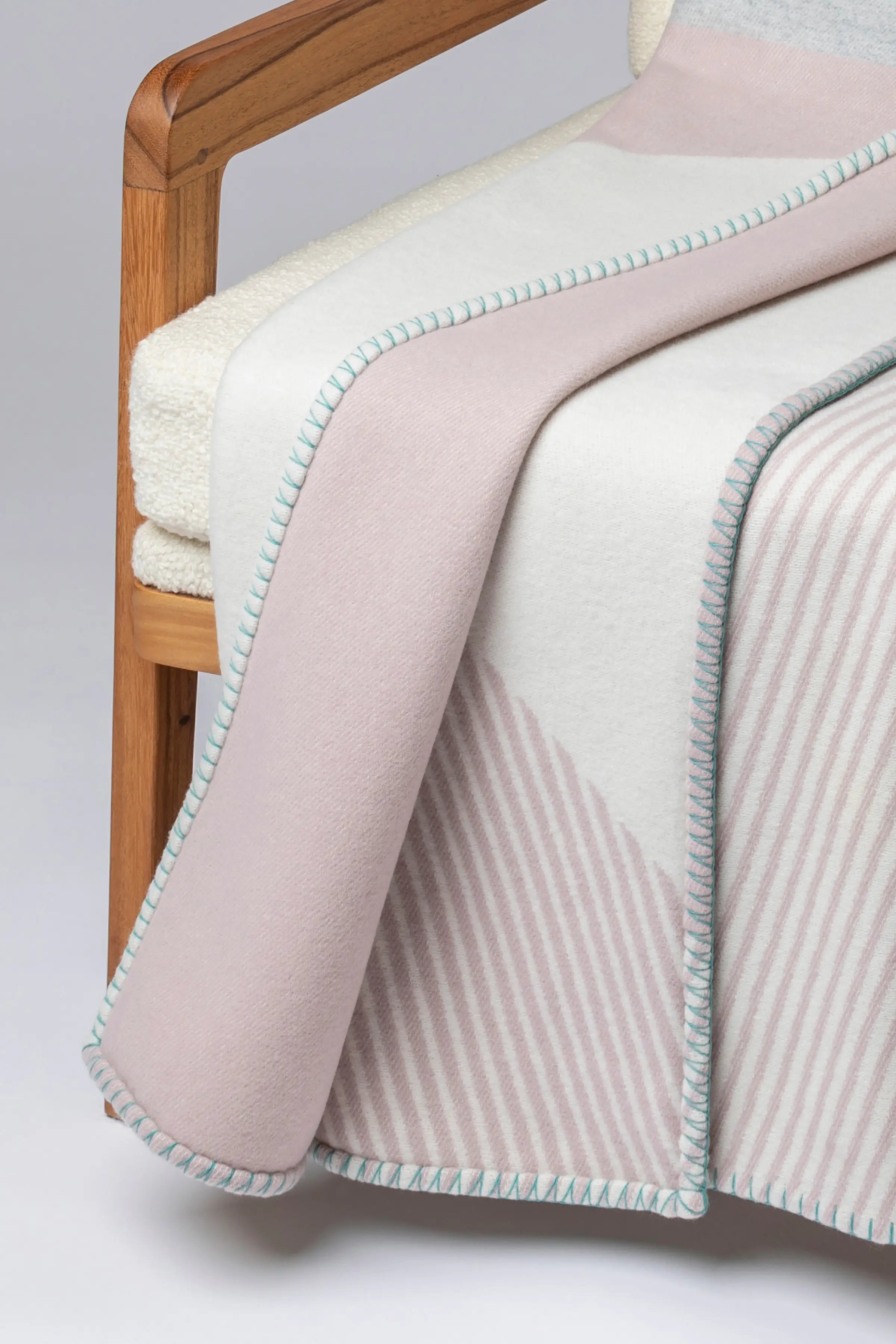Blanket Stitched Geometric Throw in Playful Pastel