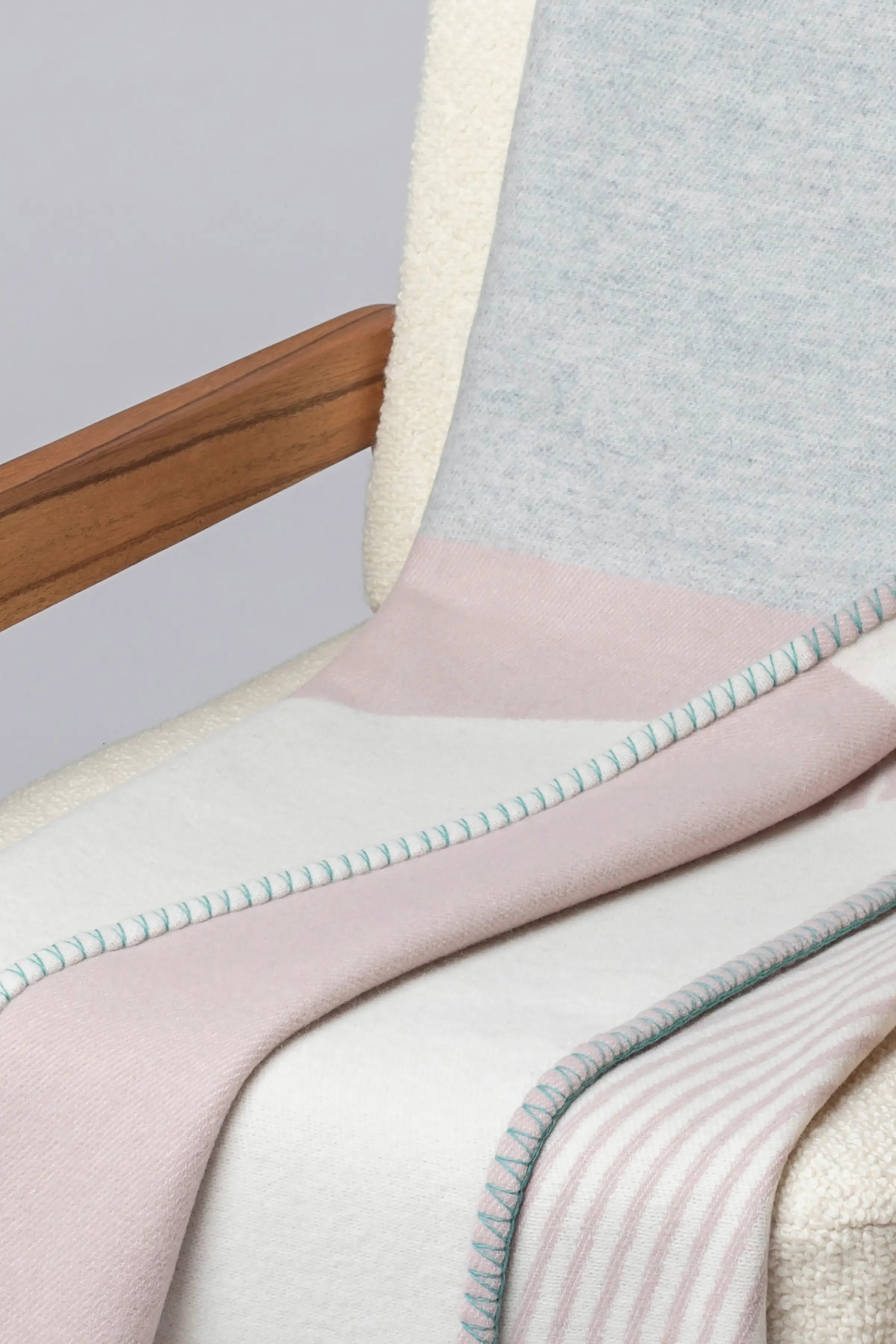 Blanket Stitched Geometric Throw in Playful Pastel