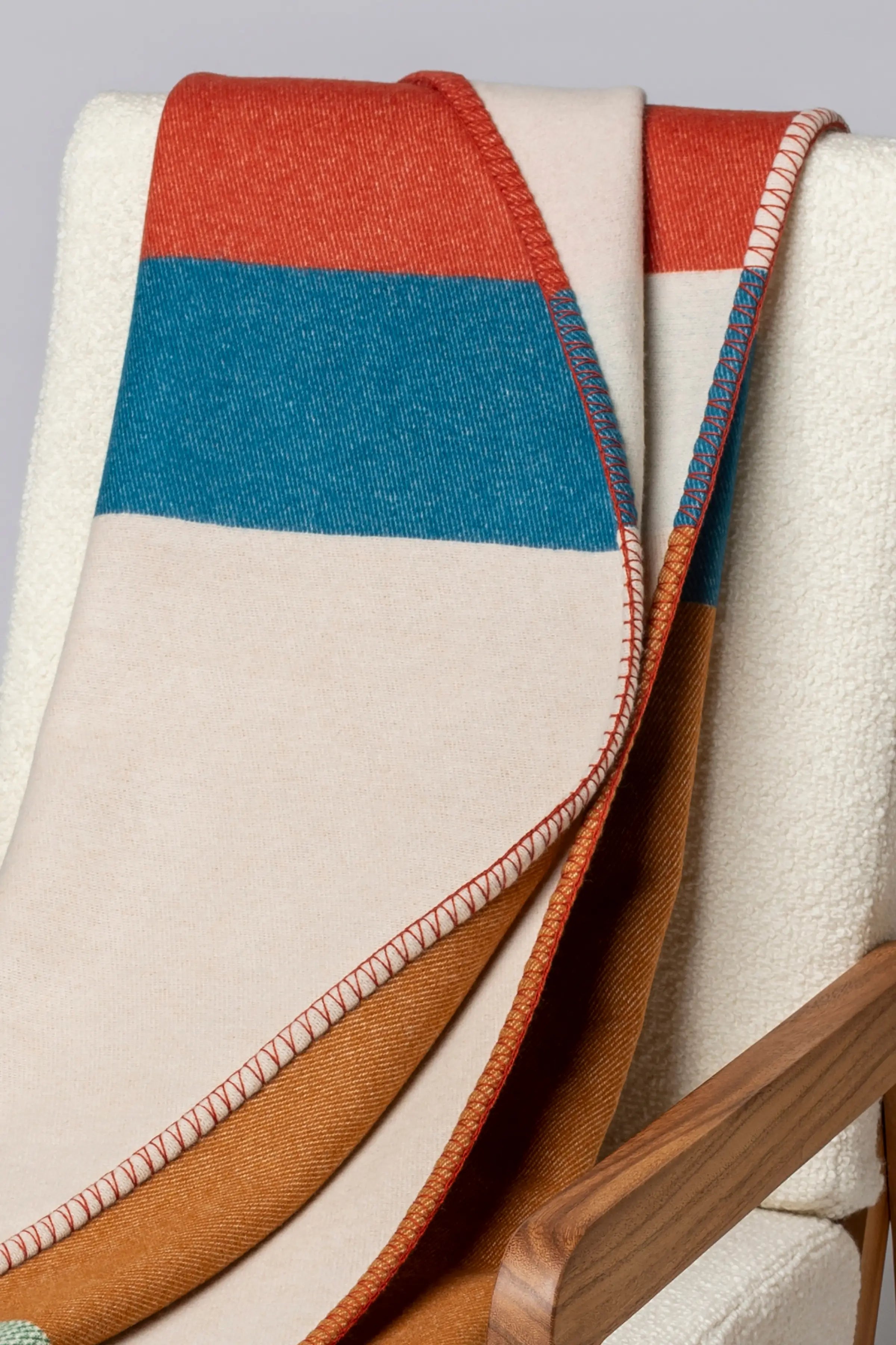 Blanket Stitched Block Jacquard Throw