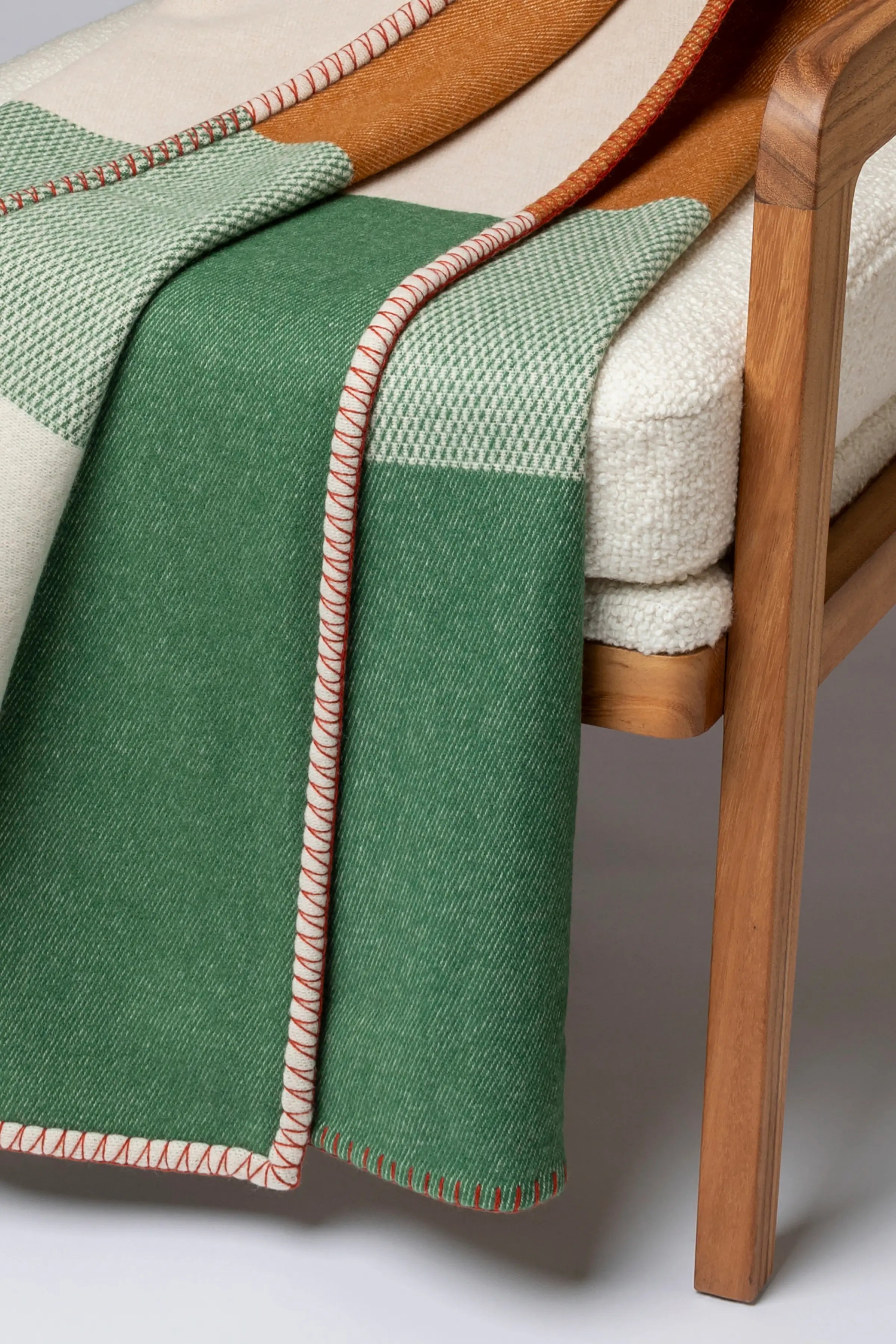 Blanket Stitched Block Jacquard Throw