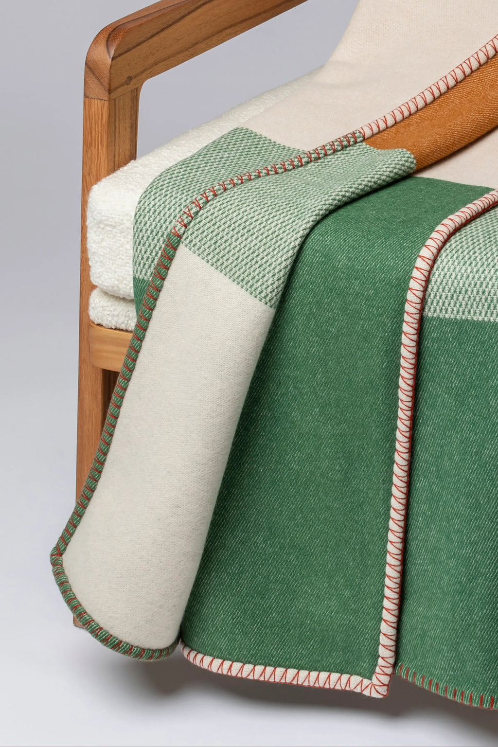 Blanket Stitched Block Jacquard Throw