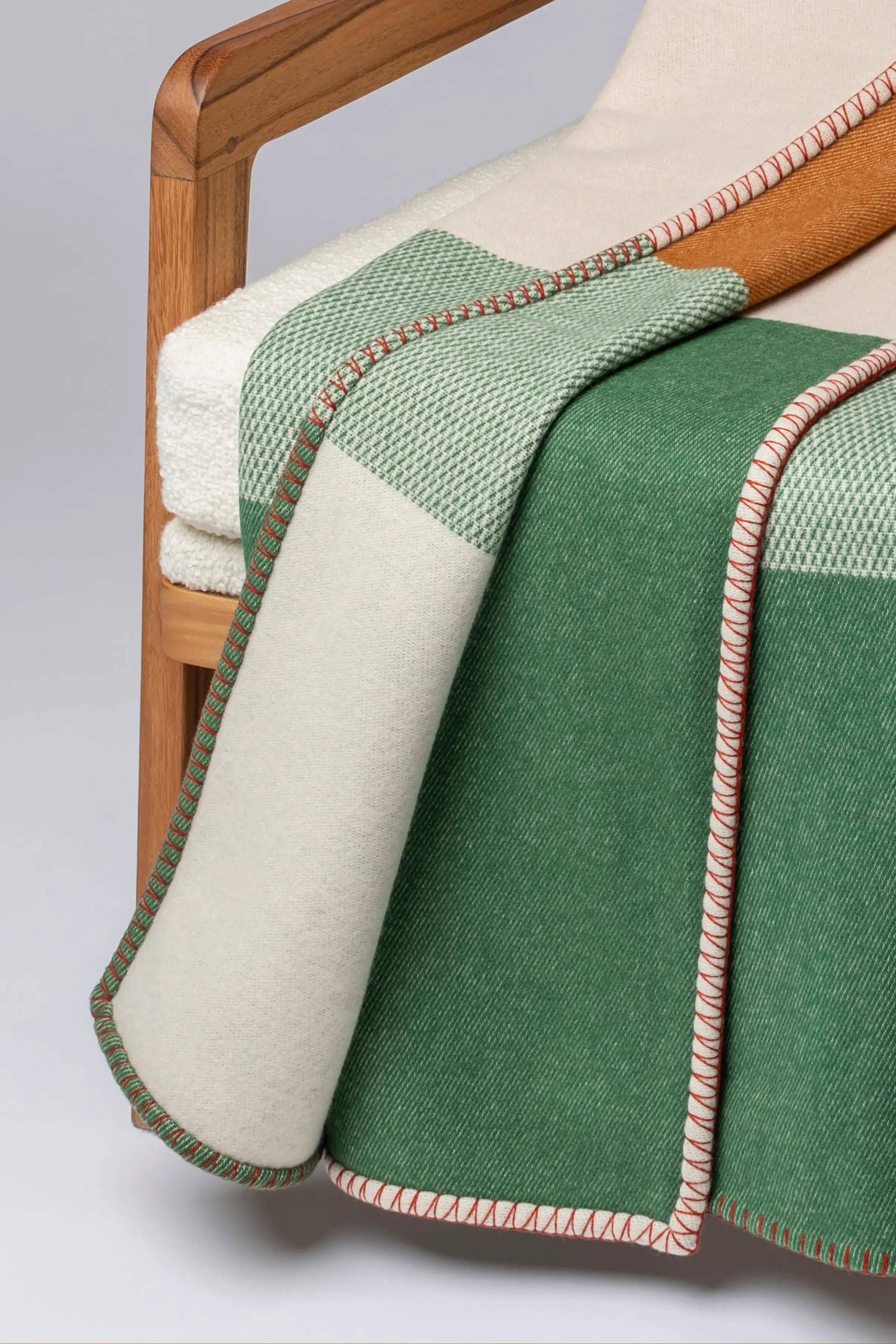 Blanket Stitched Block Jacquard Throw