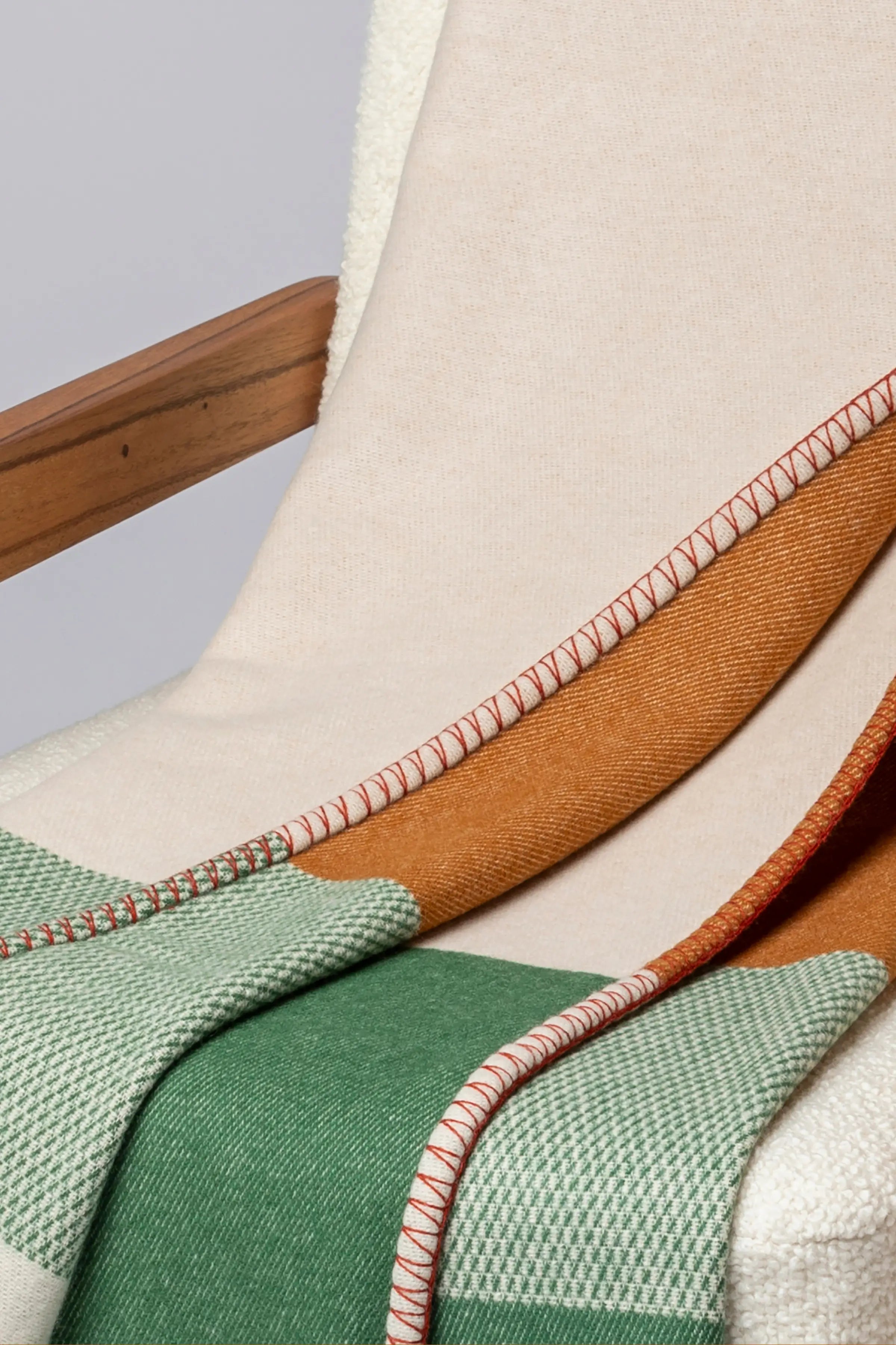 Blanket Stitched Block Jacquard Throw