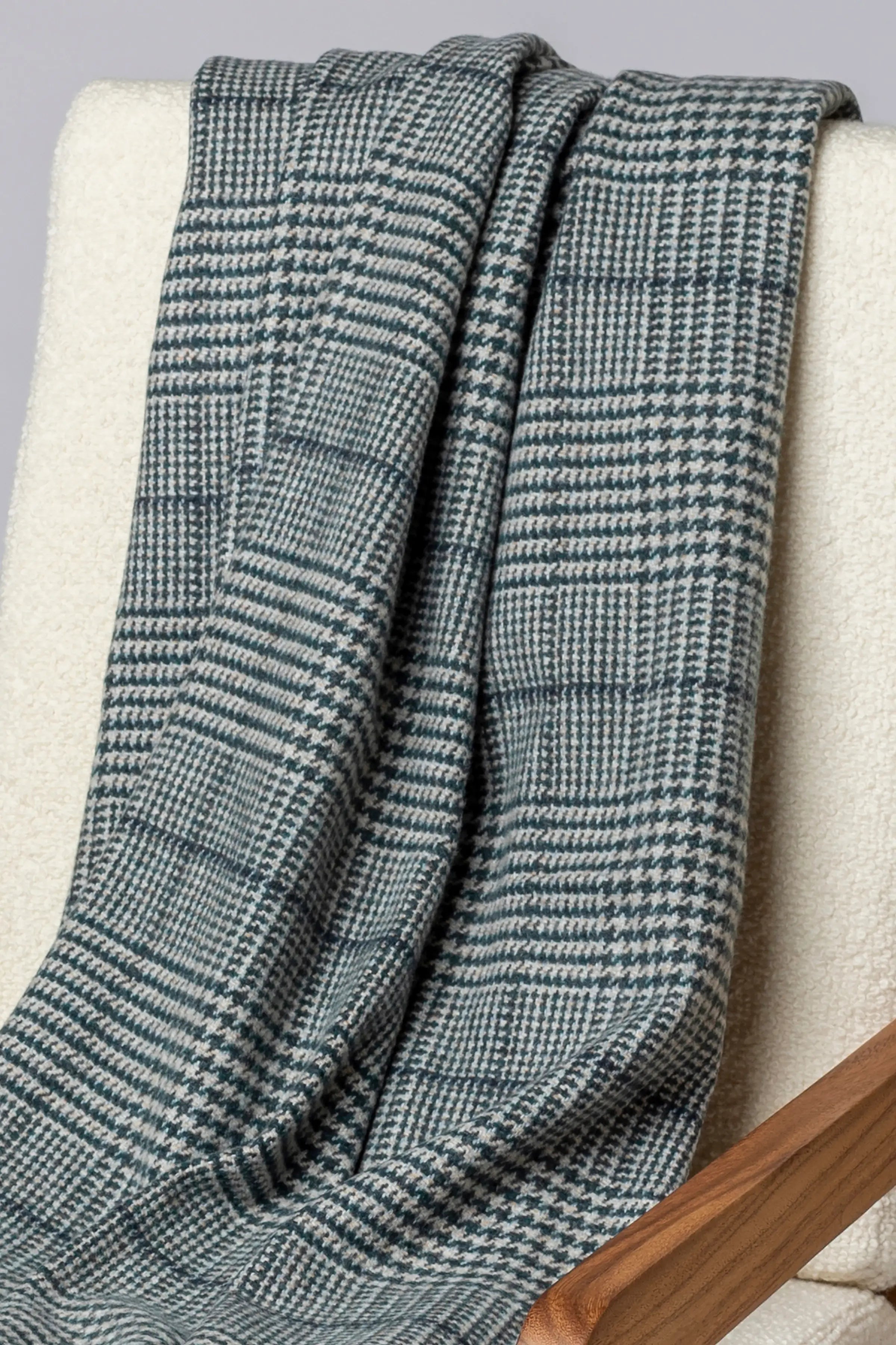 Tweed Glen Check Wool Throw in Green