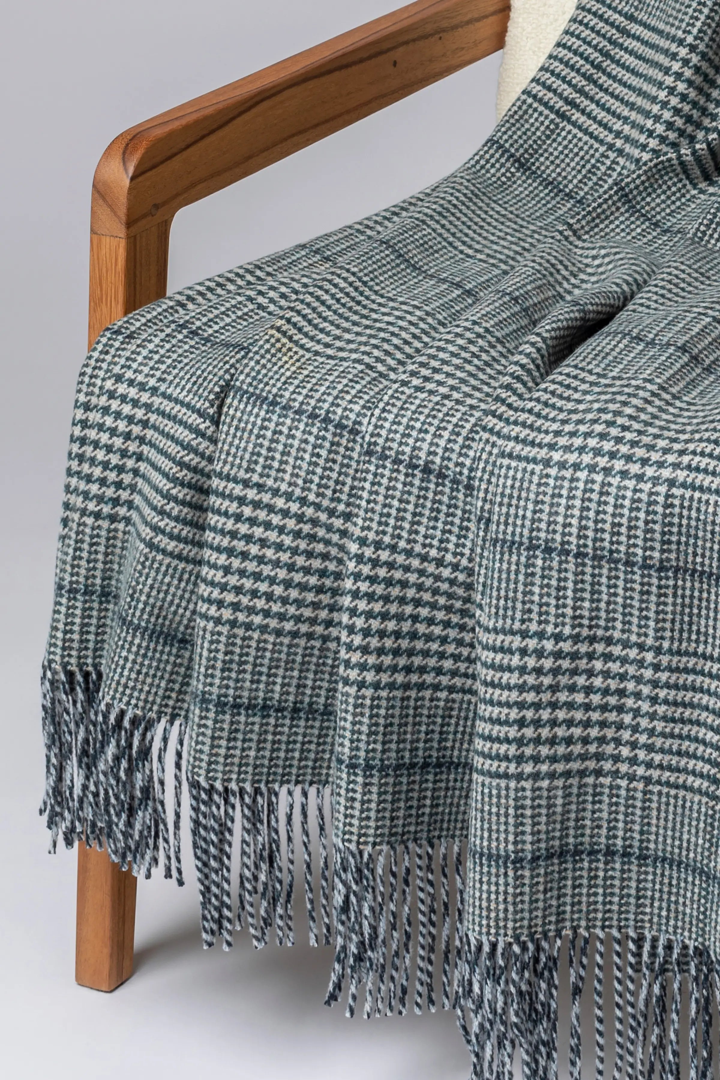 Tweed Glen Check Wool Throw in Green
