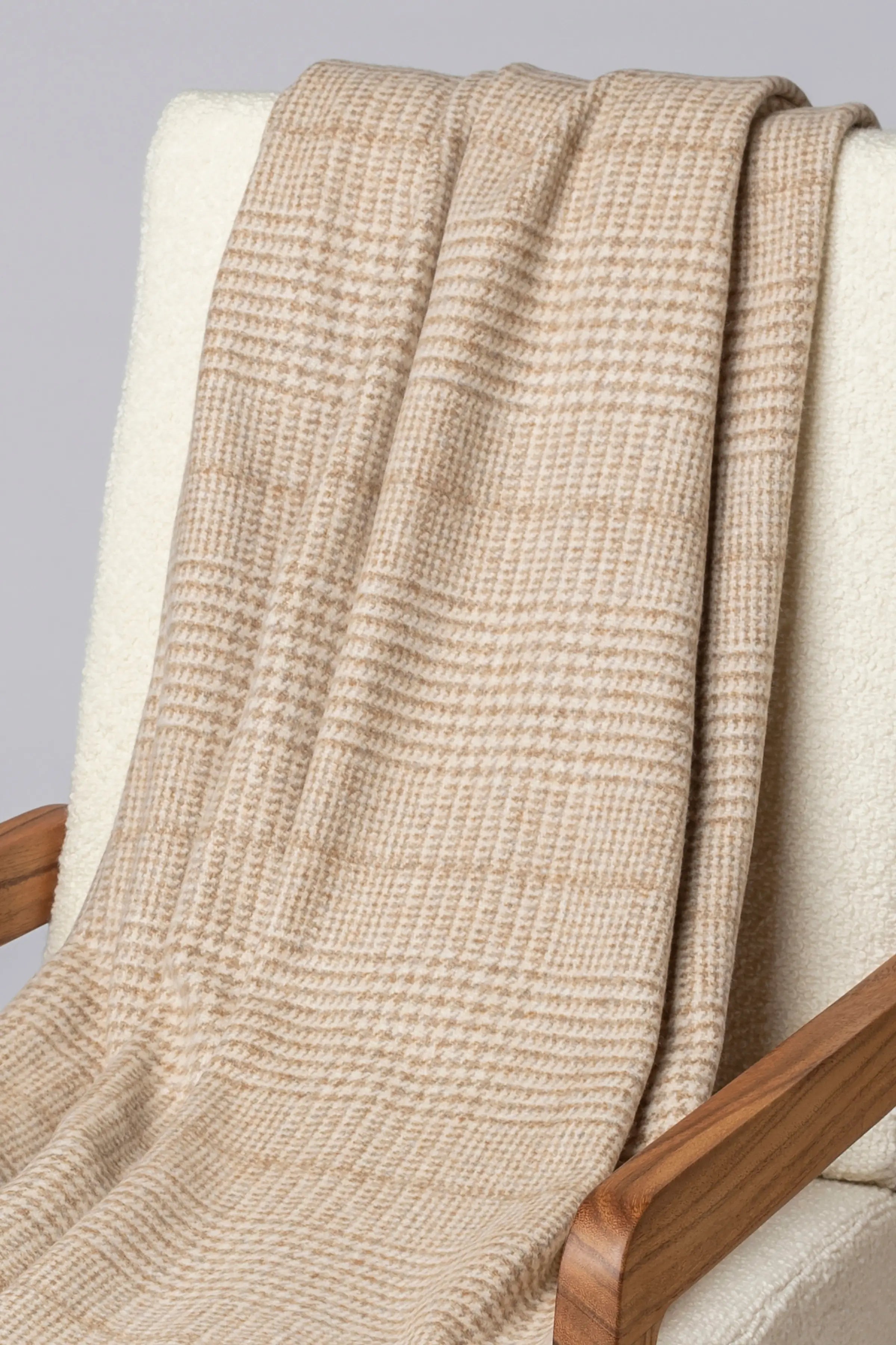Tweed Glen Check Wool Throw in Natural