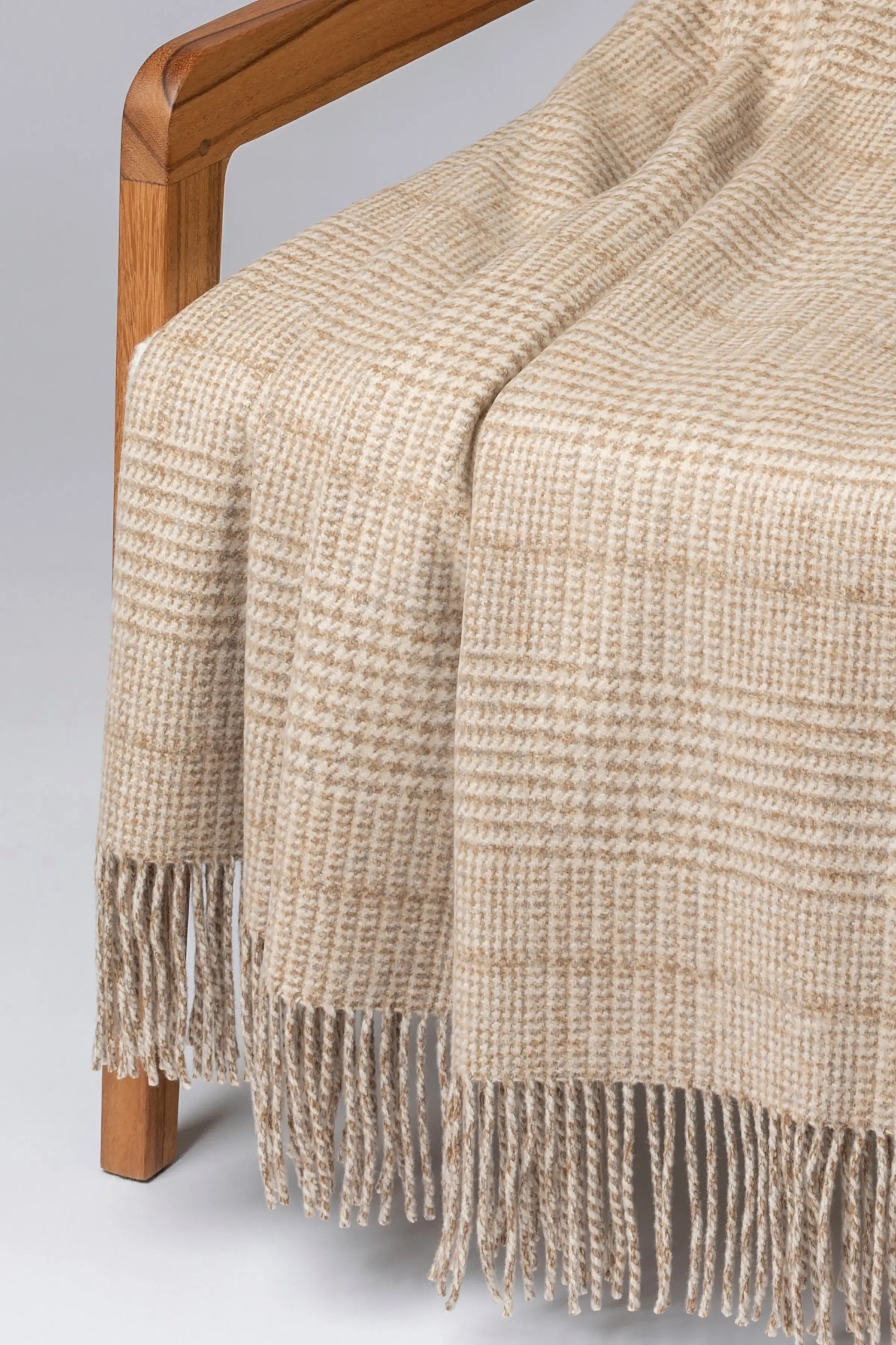 Tweed Glen Check Wool Throw in Natural
