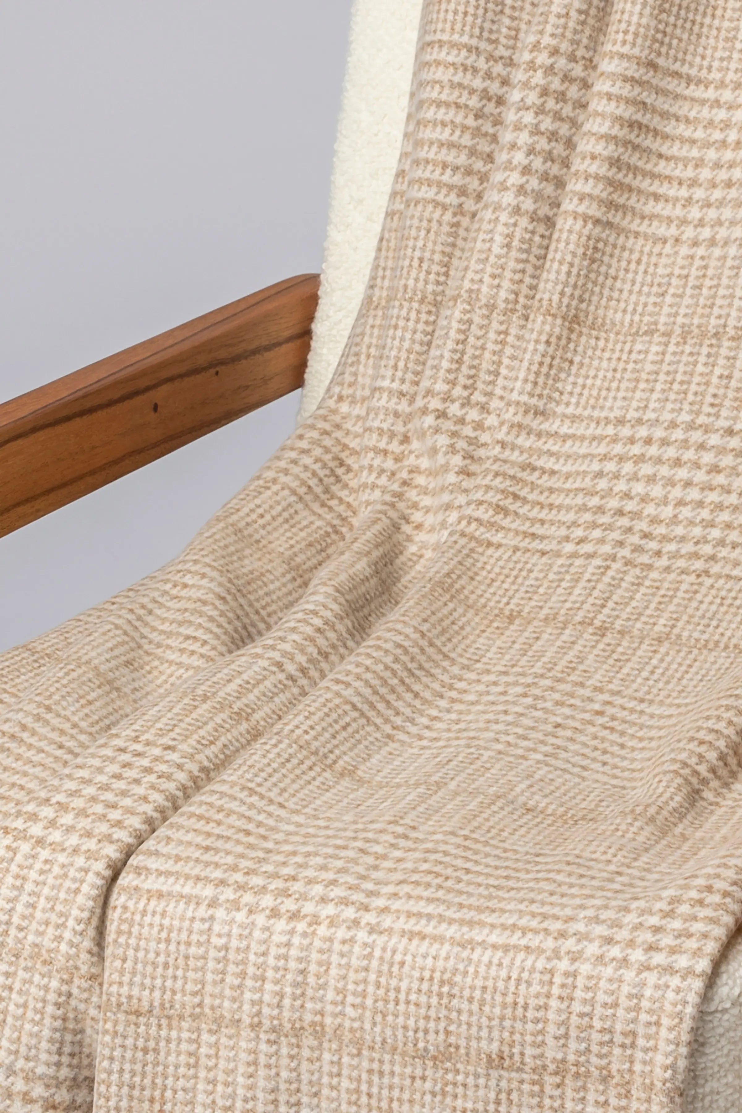 Tweed Glen Check Wool Throw in Natural