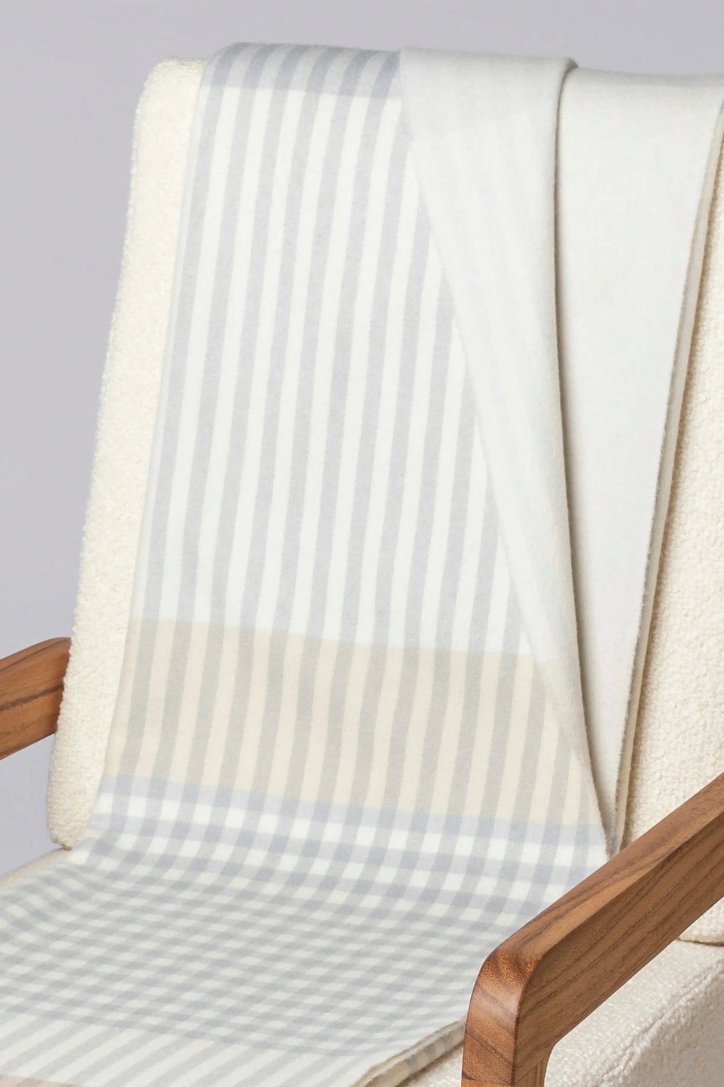 Check Reversible Cashmere Throw in Heron