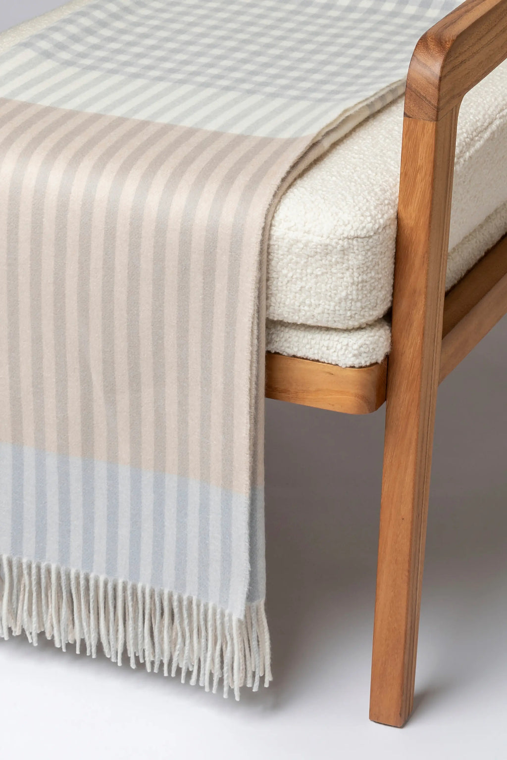 Check Reversible Cashmere Throw in Heron