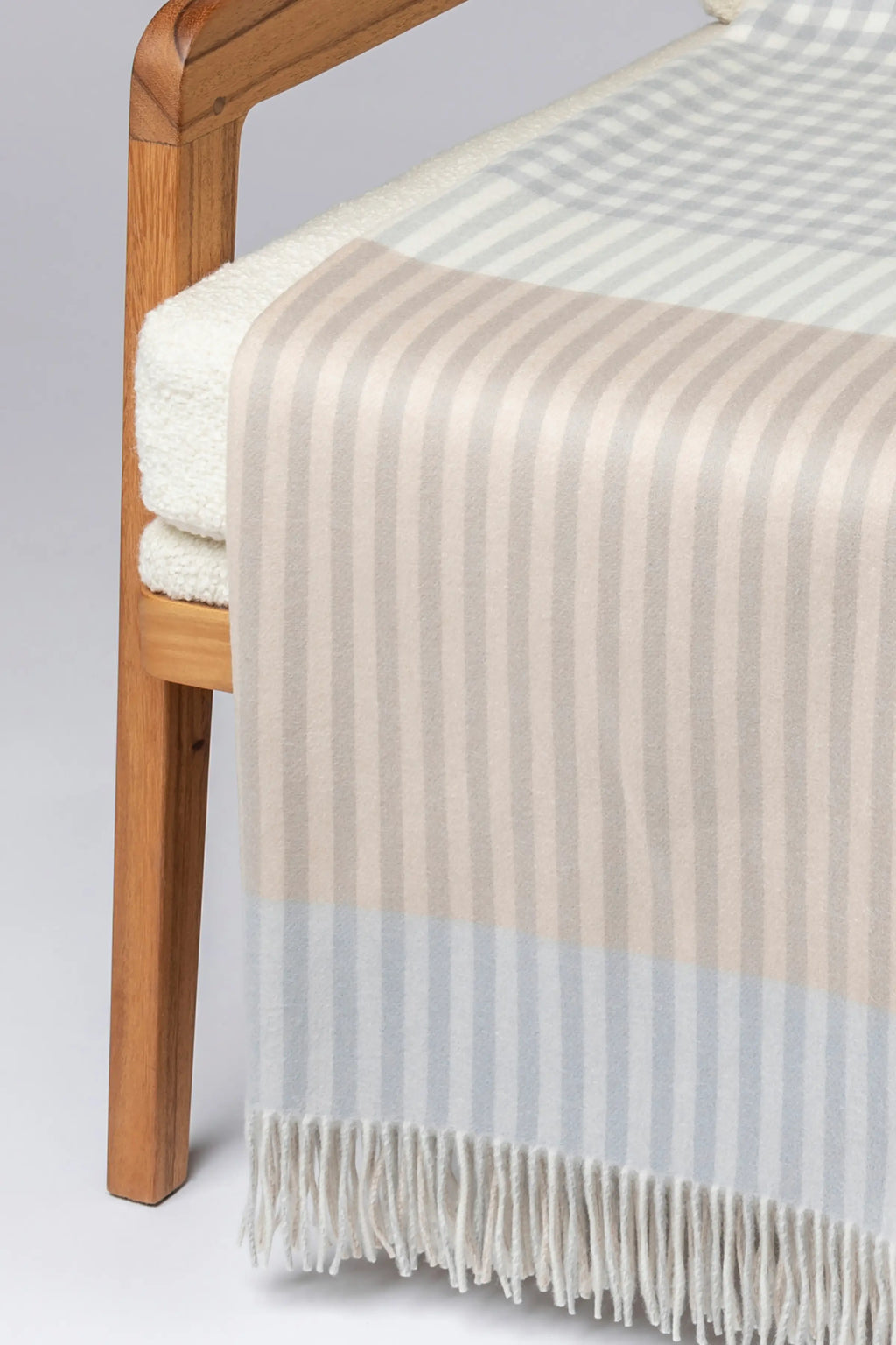 Check Reversible Cashmere Throw in Heron