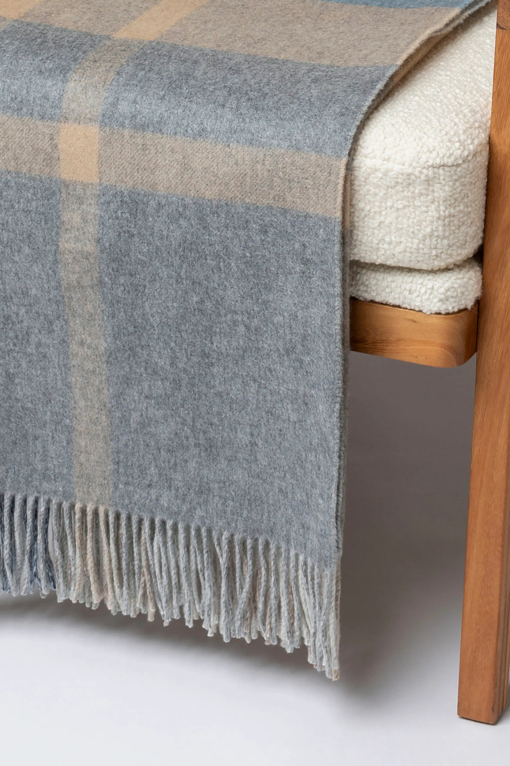 Check Reversible Cashmere Throw in Birch