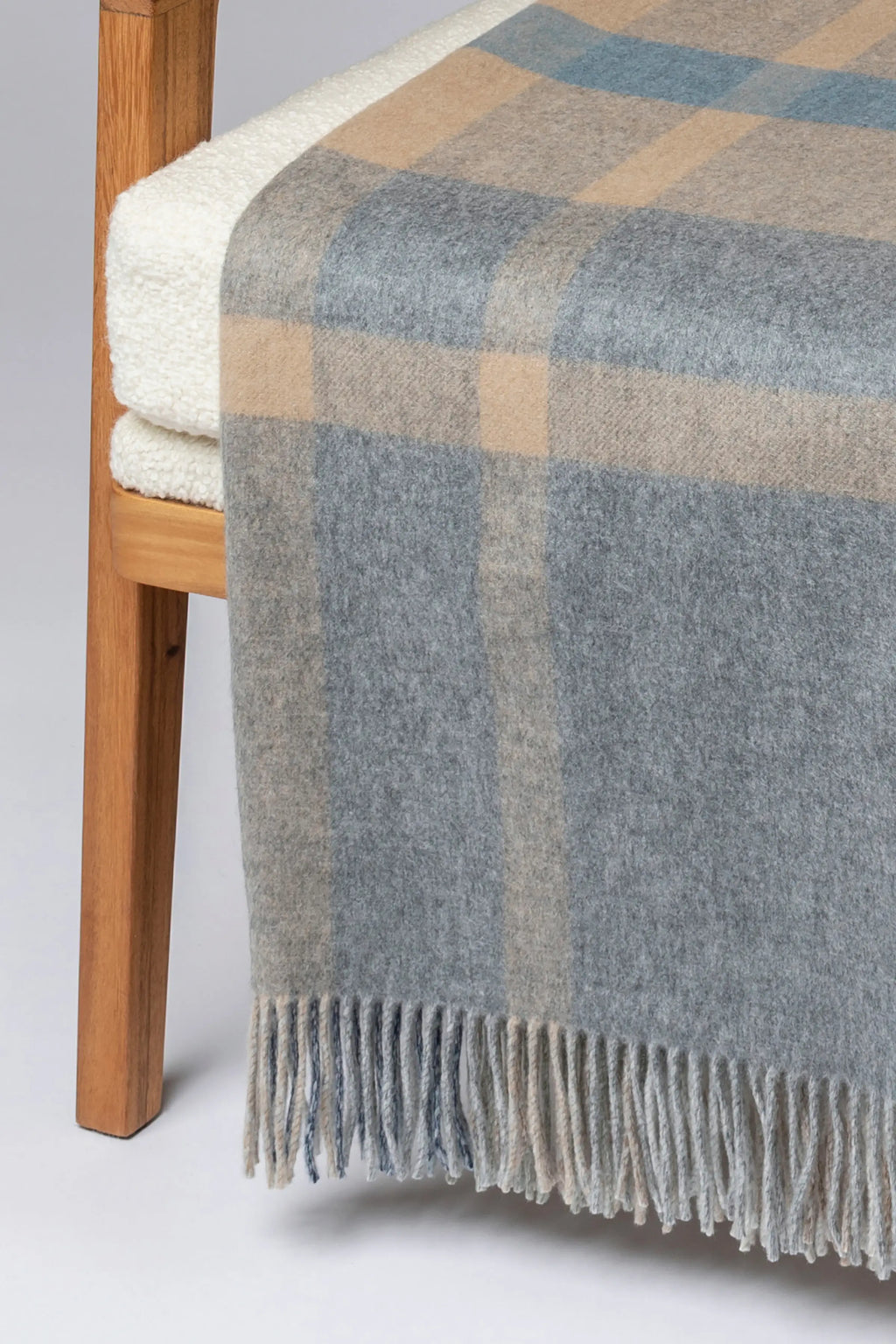 Check Reversible Cashmere Throw in Birch