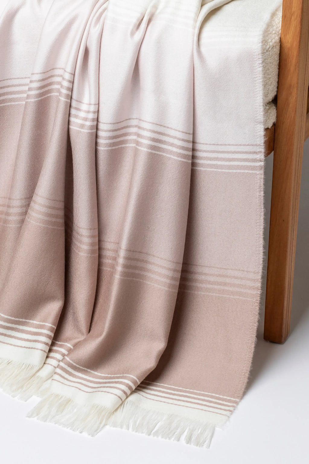 Diffused Stripe Merino Wool Pink Throw