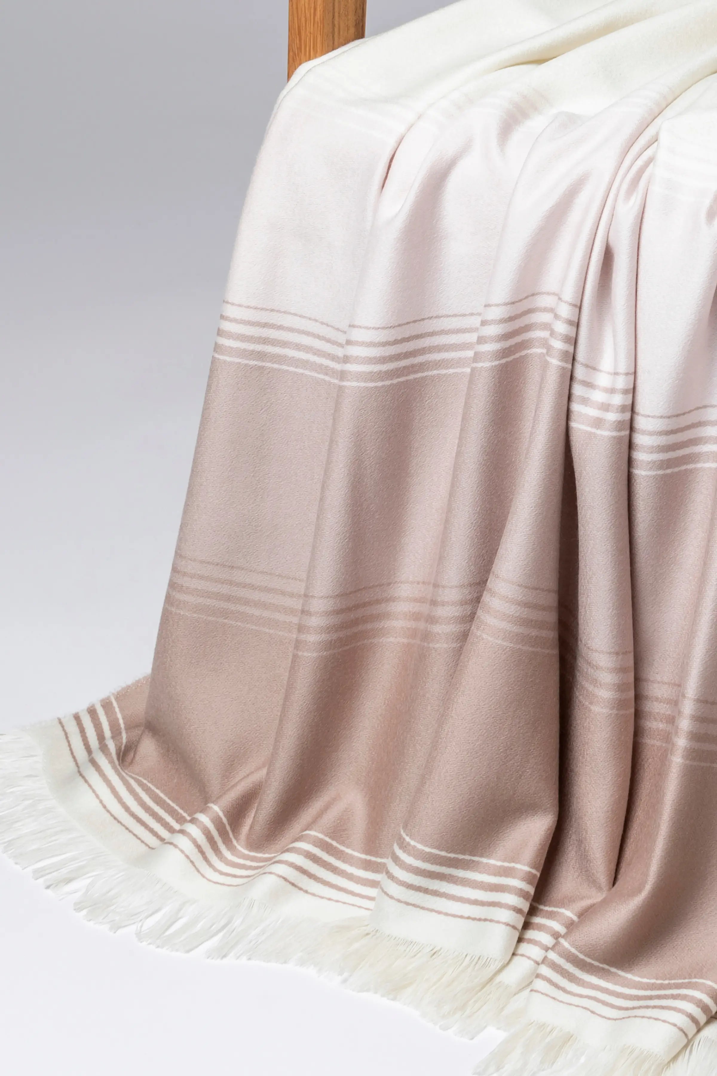 Diffused Stripe Merino Wool Pink Throw