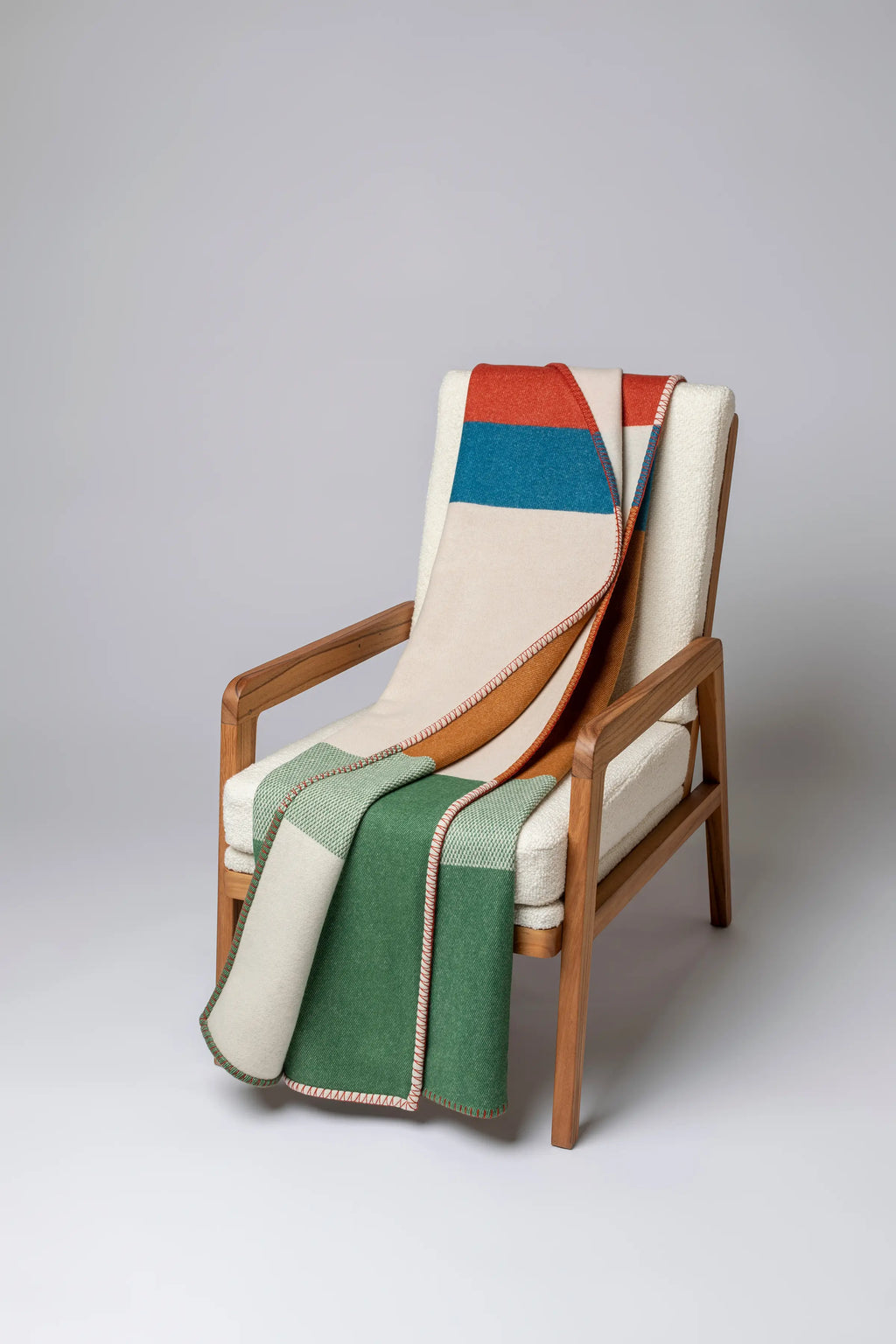 Blanket Stitched Block Jacquard Throw