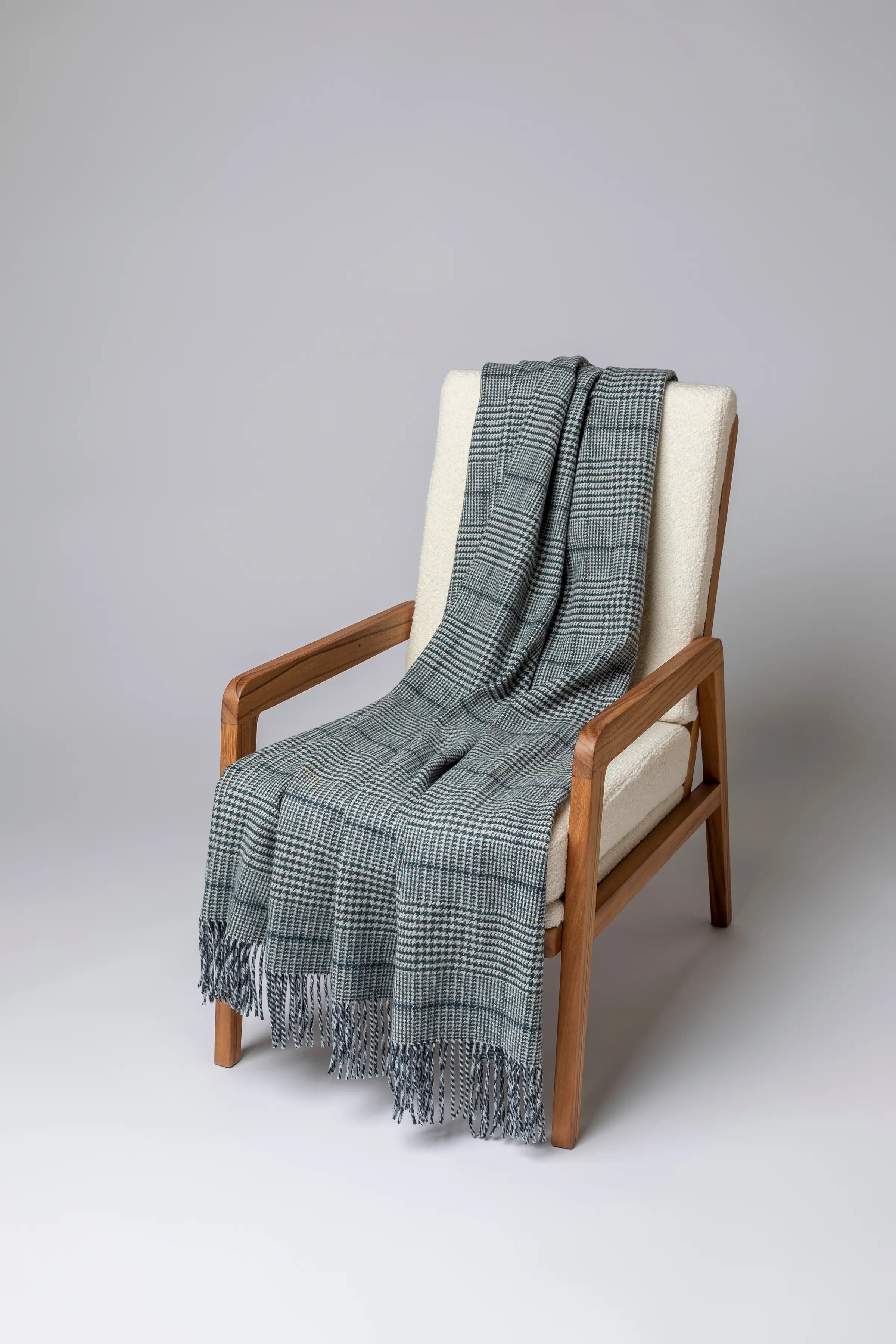 Tweed Glen Check Wool Throw in Green