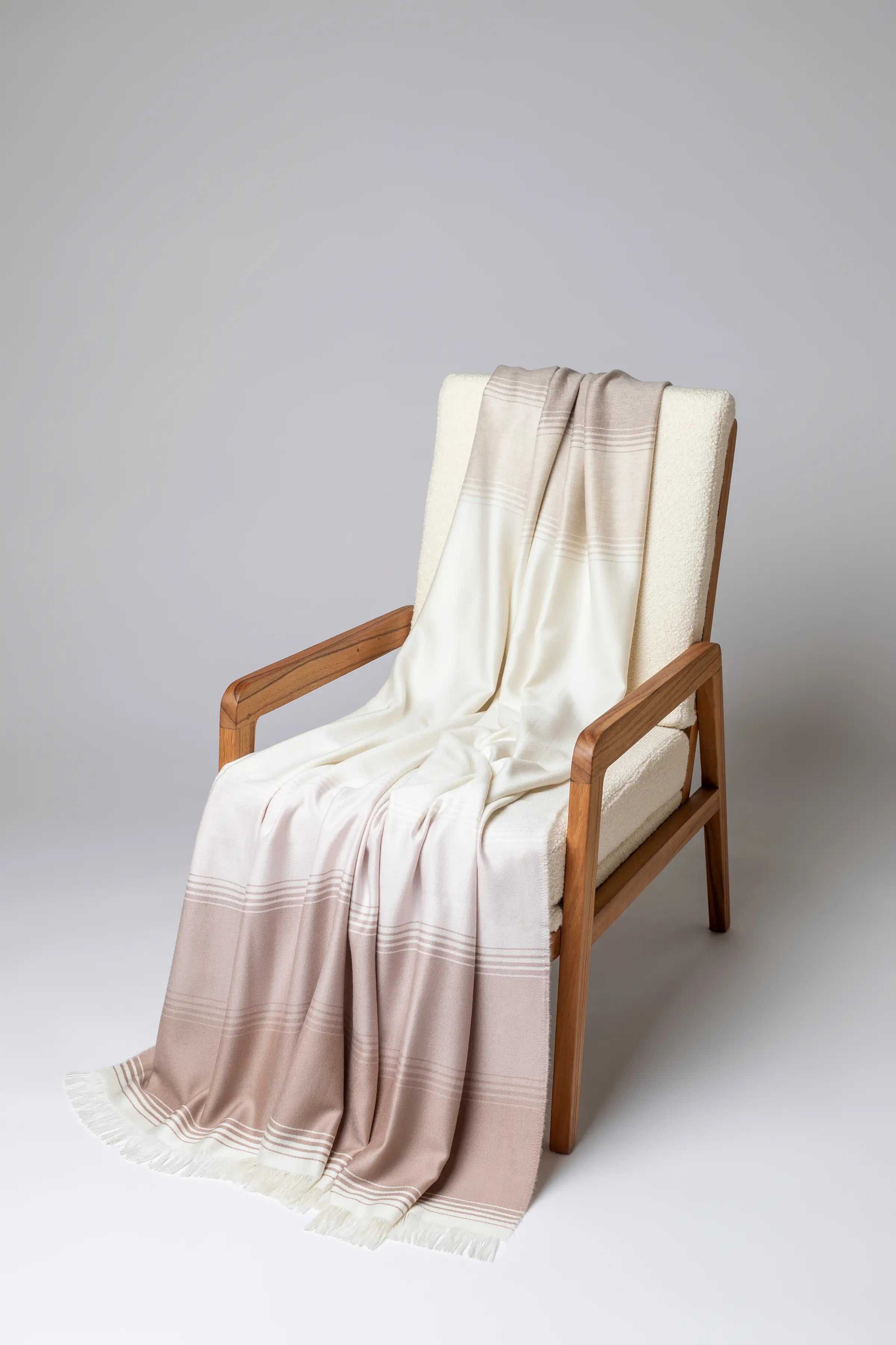 Diffused Stripe Merino Wool Pink Throw