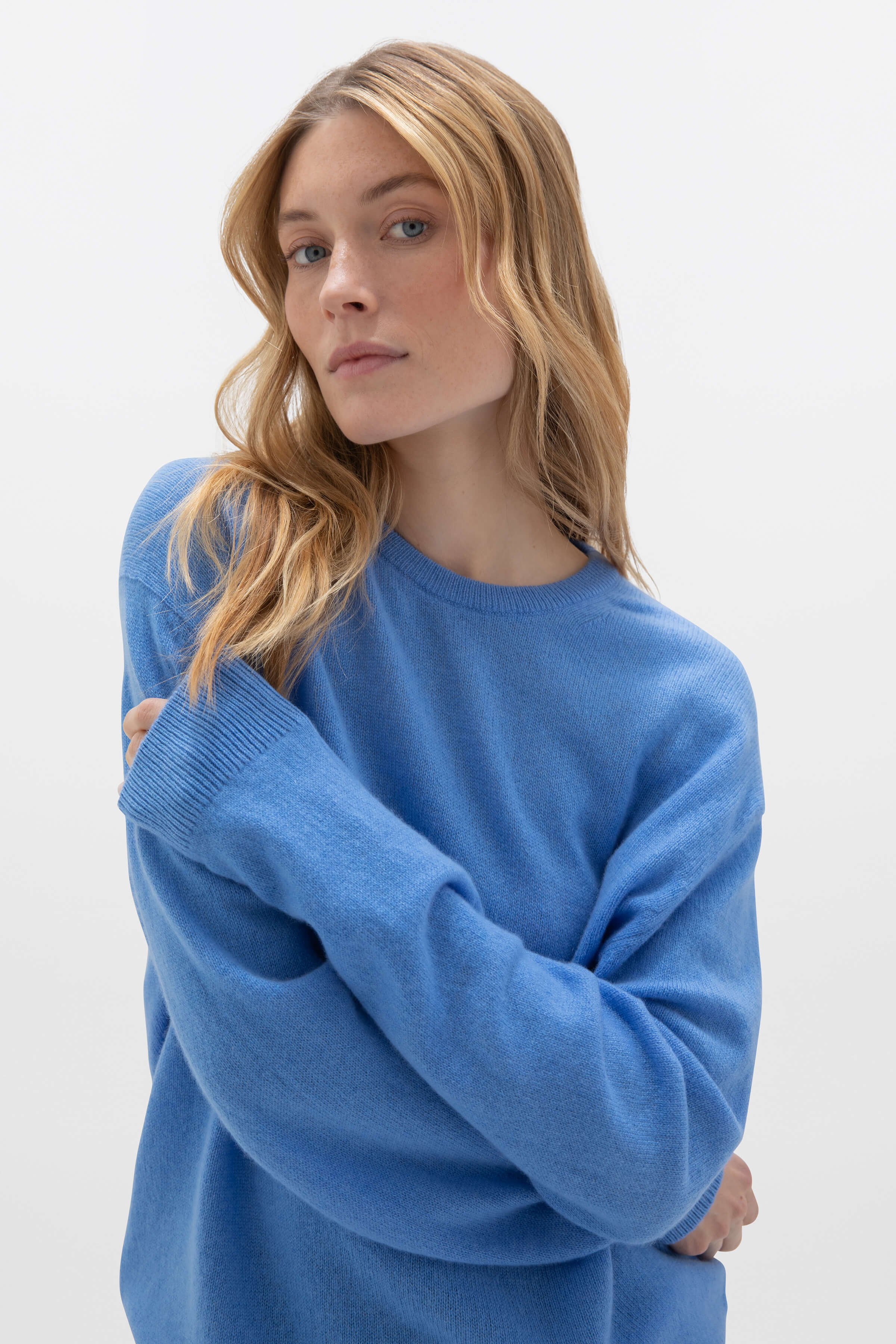 Classic Cashmere Blue Round Neck Jumper