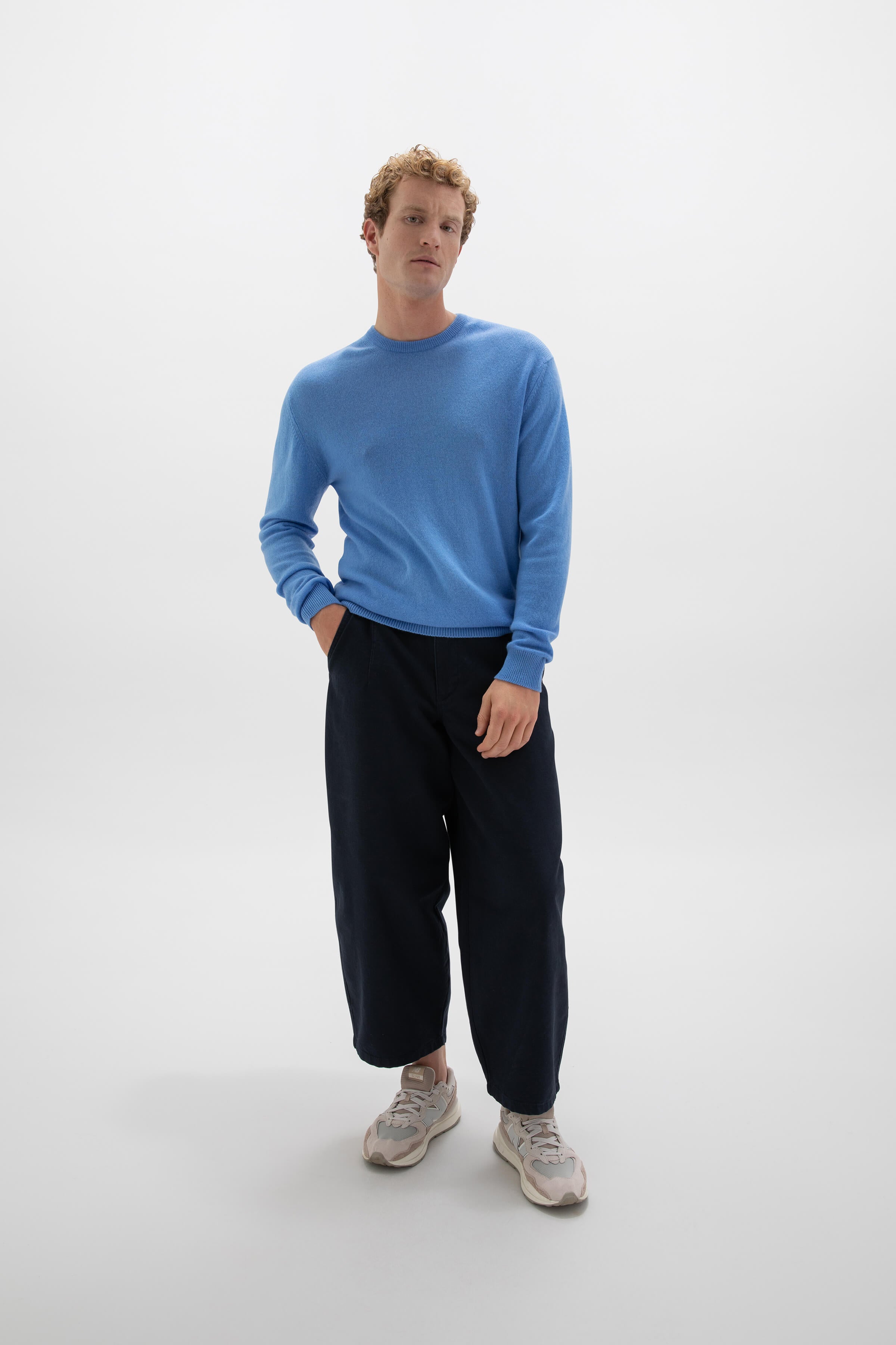 Classic Cashmere Blue Round Neck Jumper