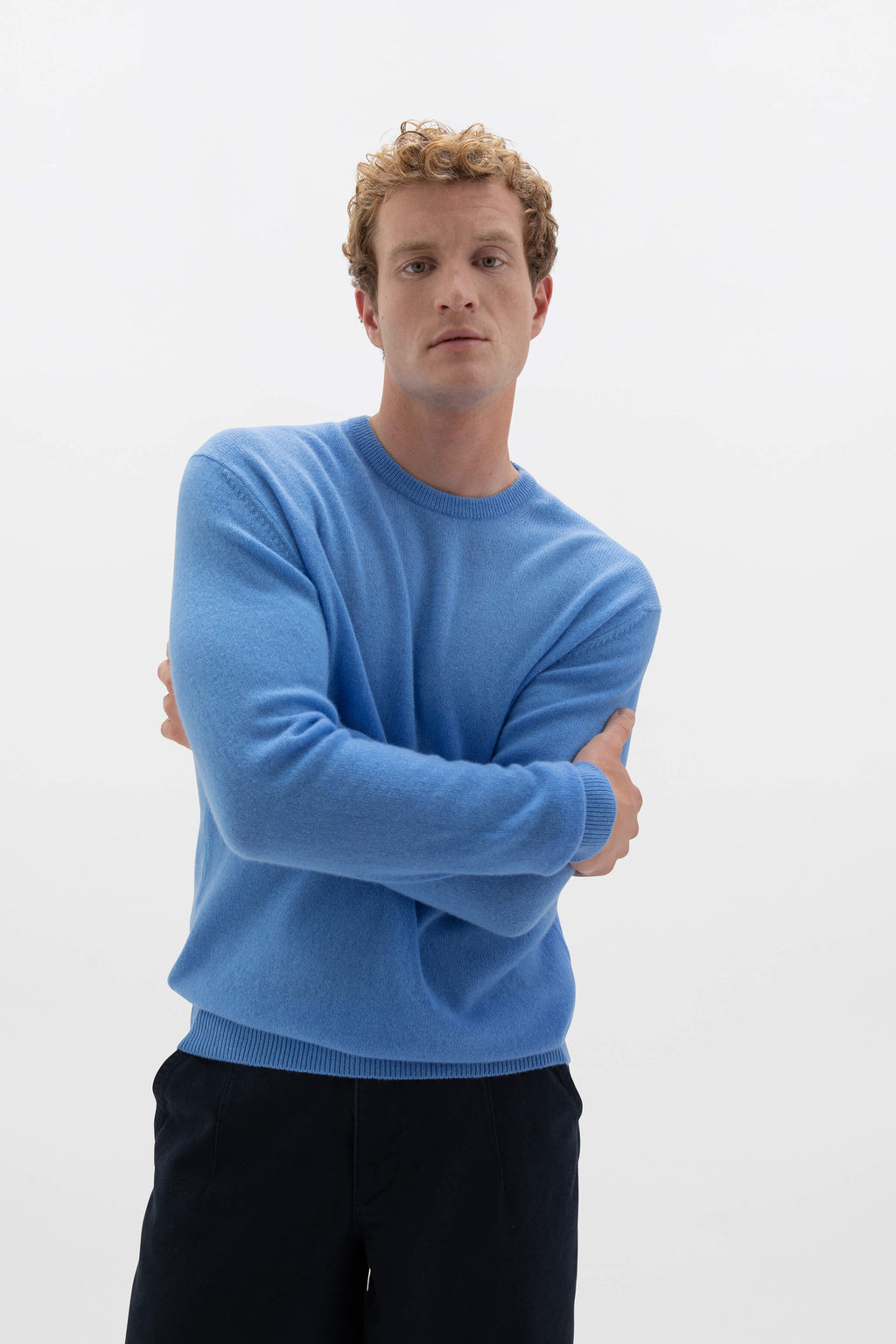 Classic Cashmere Blue Round Neck Jumper