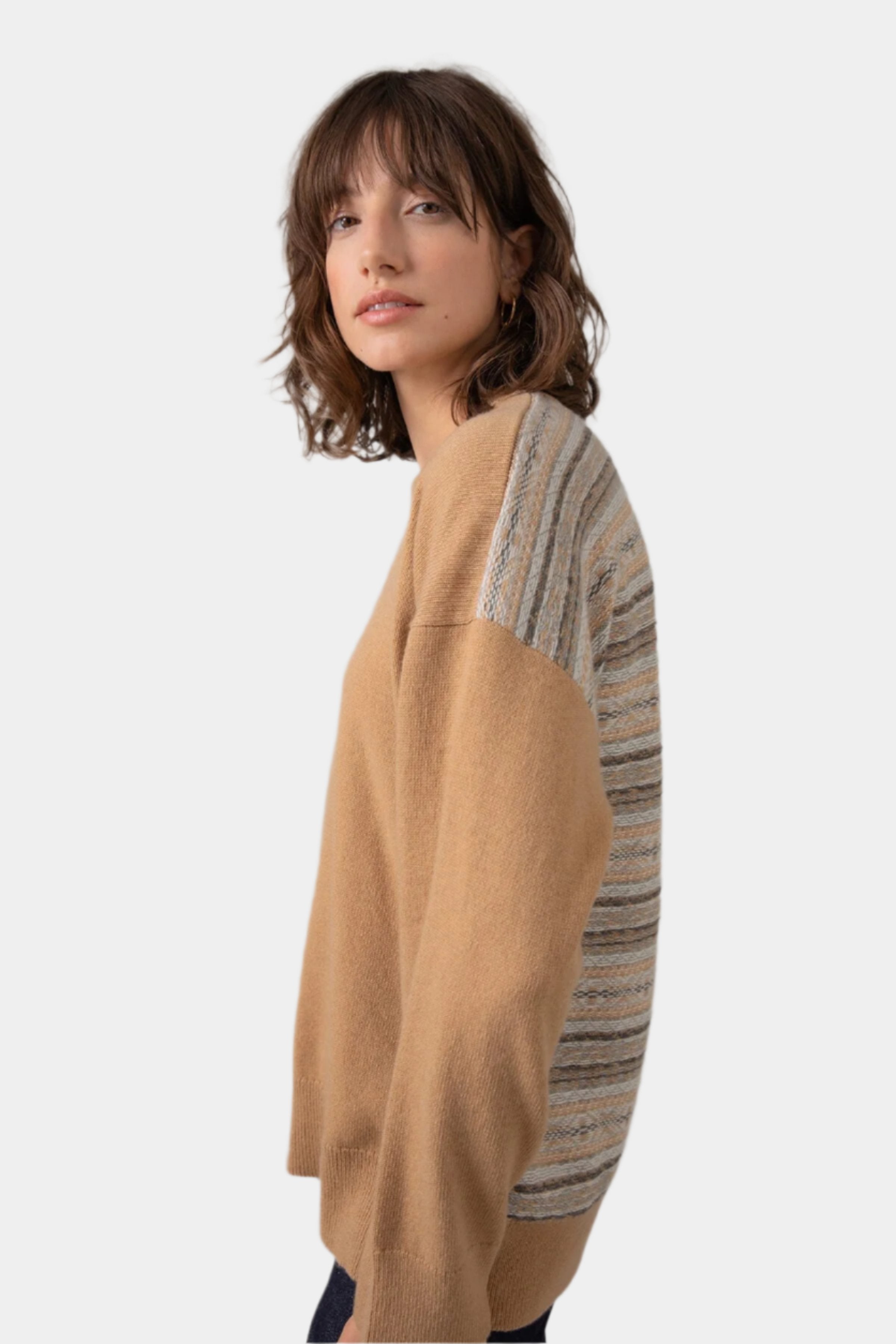 Fairisle Back Camel Cashmere Jumper