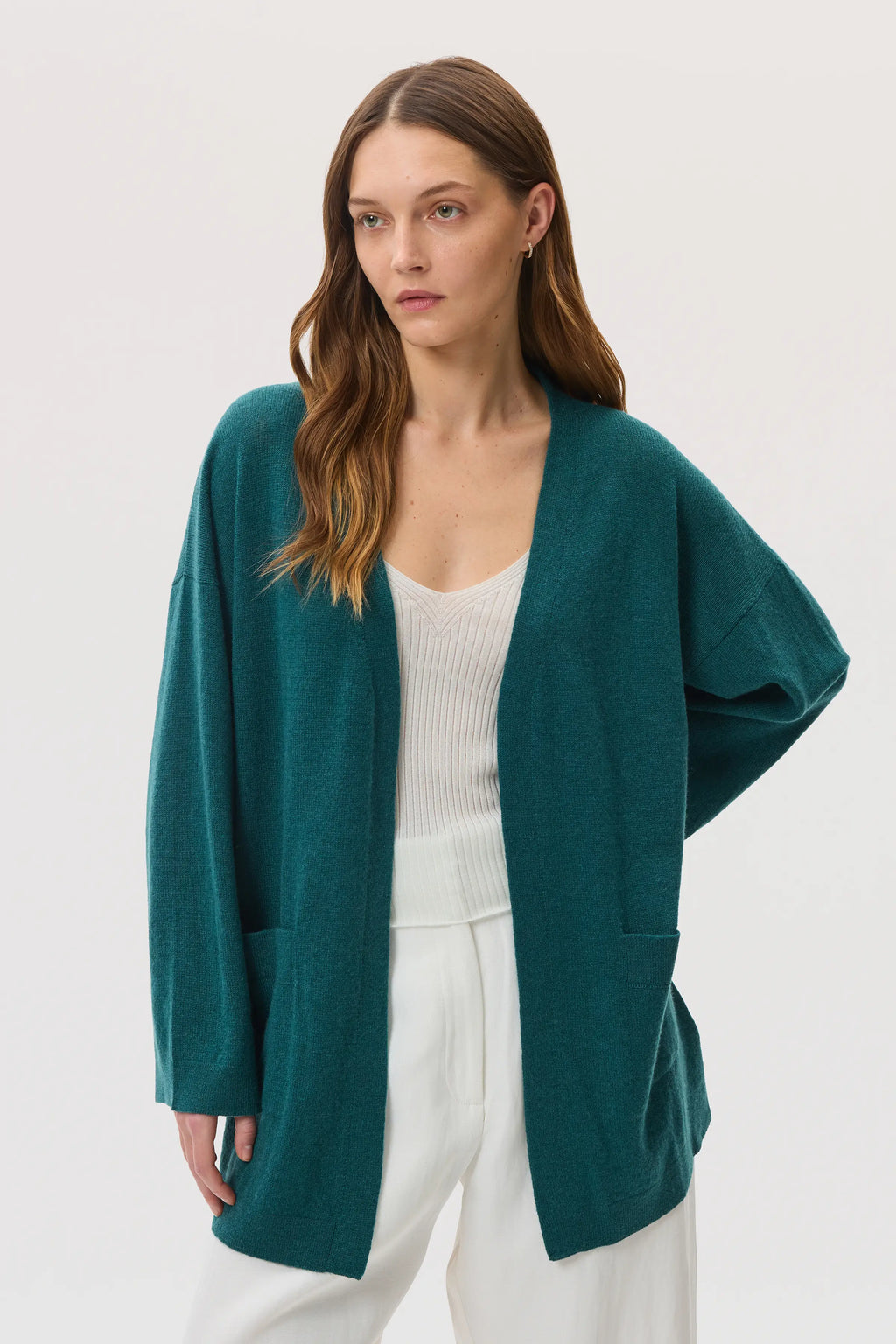 Ribbed Superfine White Cashmere Vest