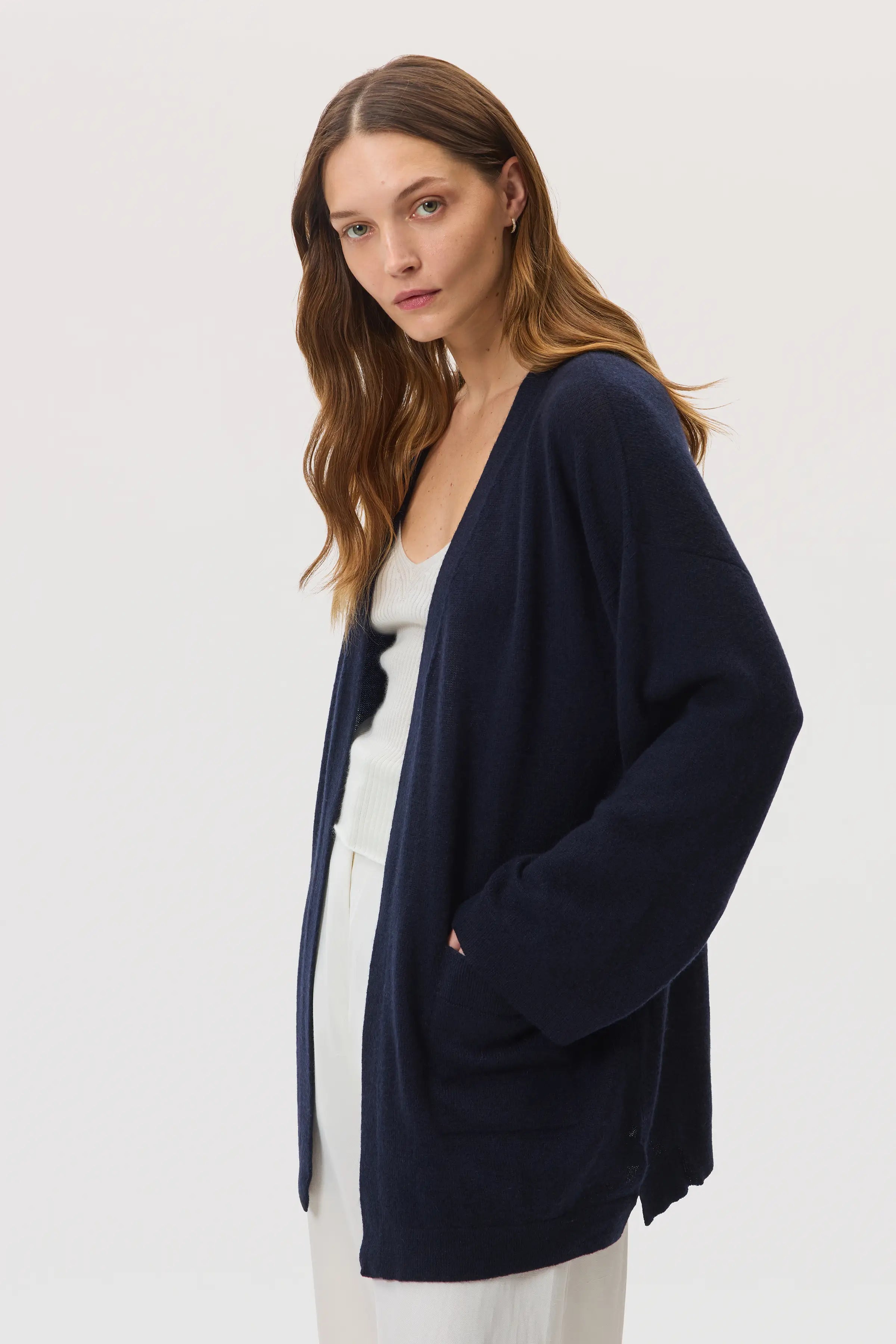 Cashmere Kimono Dark Navy Cardigan