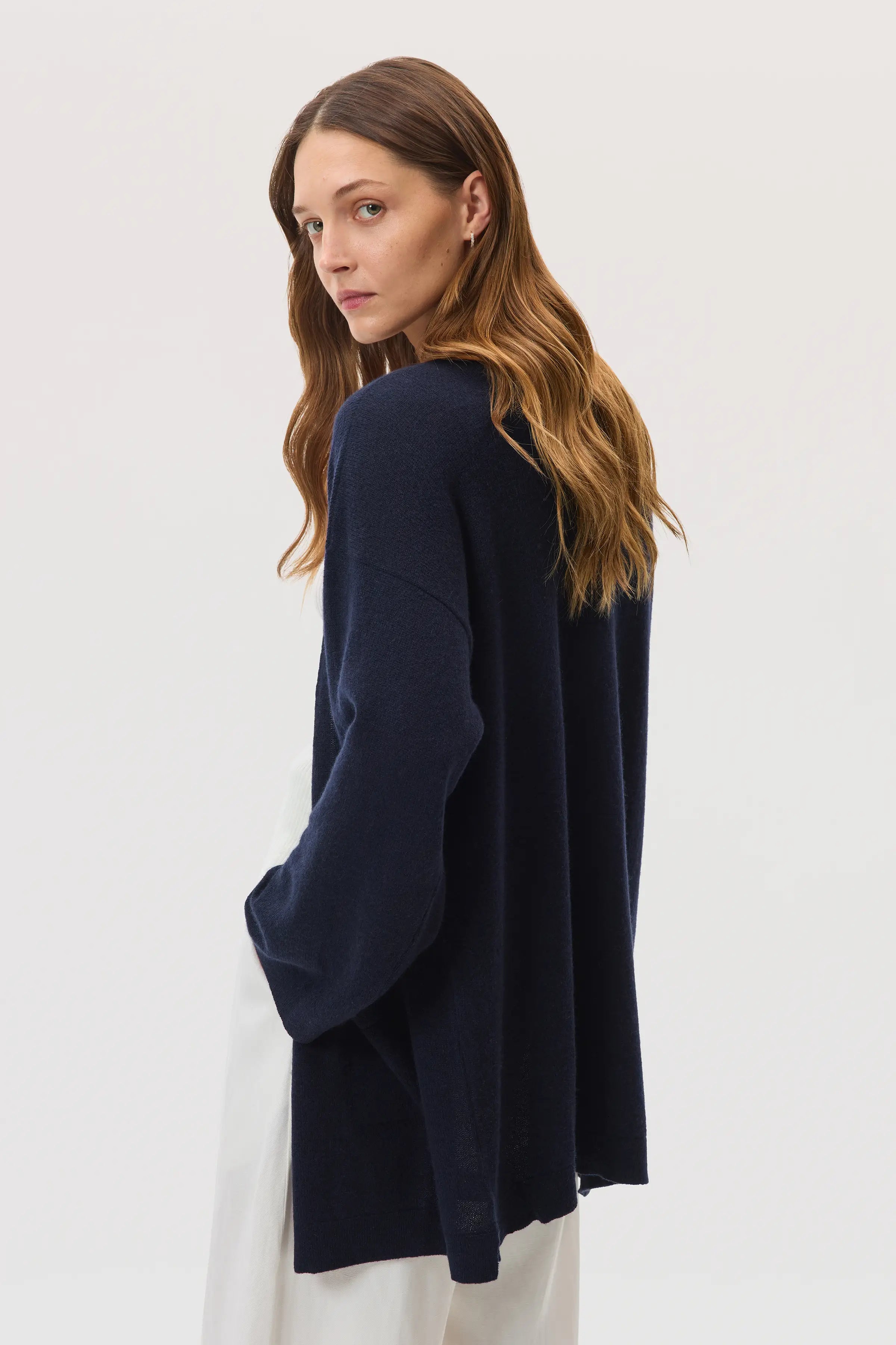 Cashmere Kimono Dark Navy Cardigan