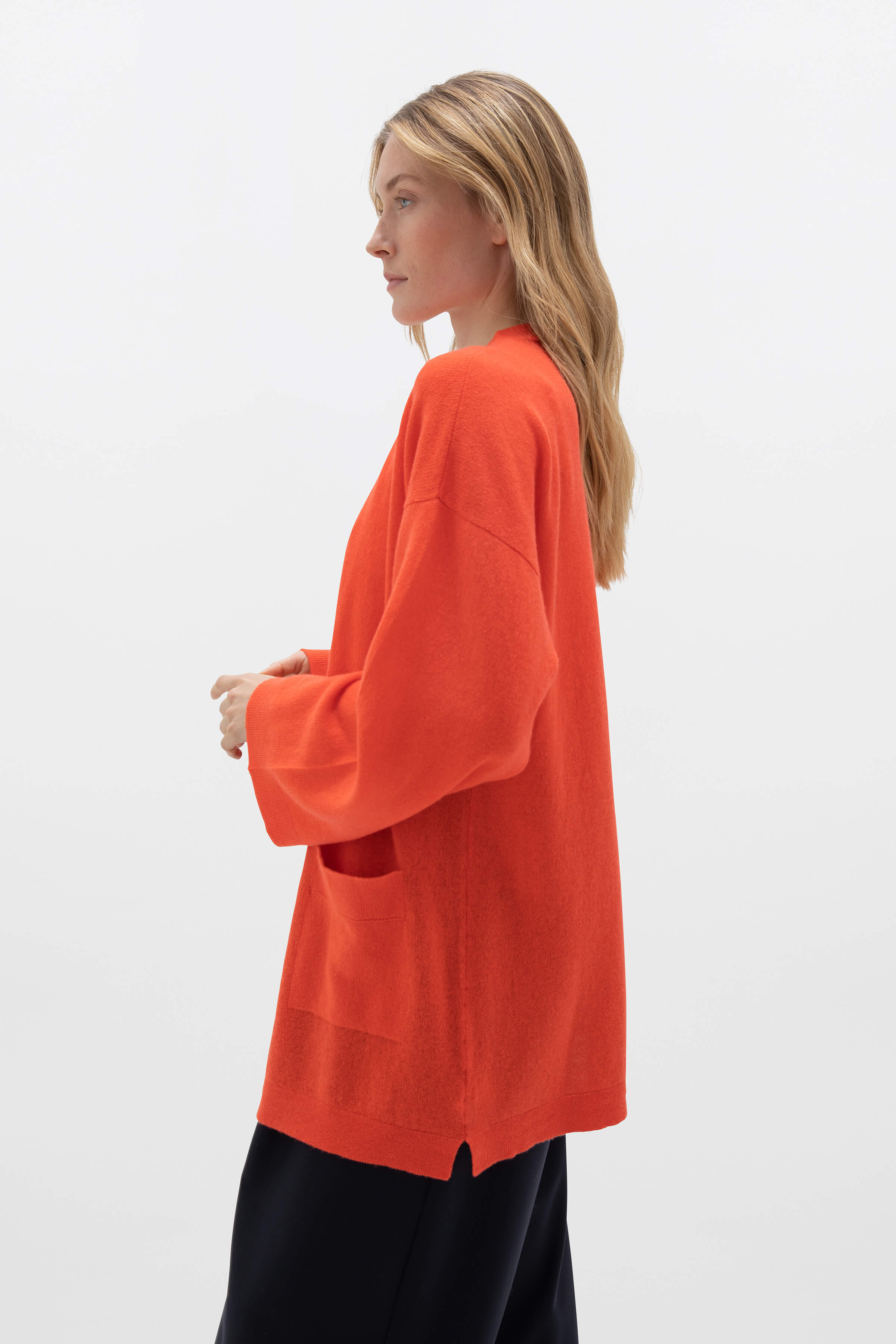Gauzy Cashmere Kimono Orange Cardigan
