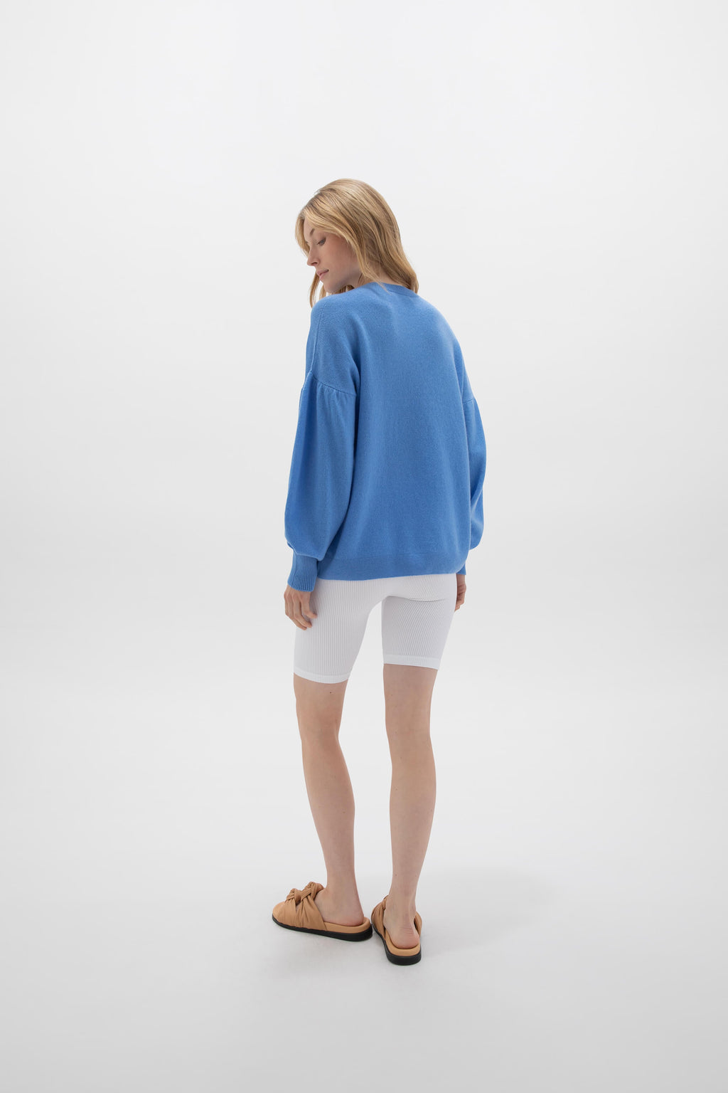 Balloon Sleeve Blue Cashmere Jumper