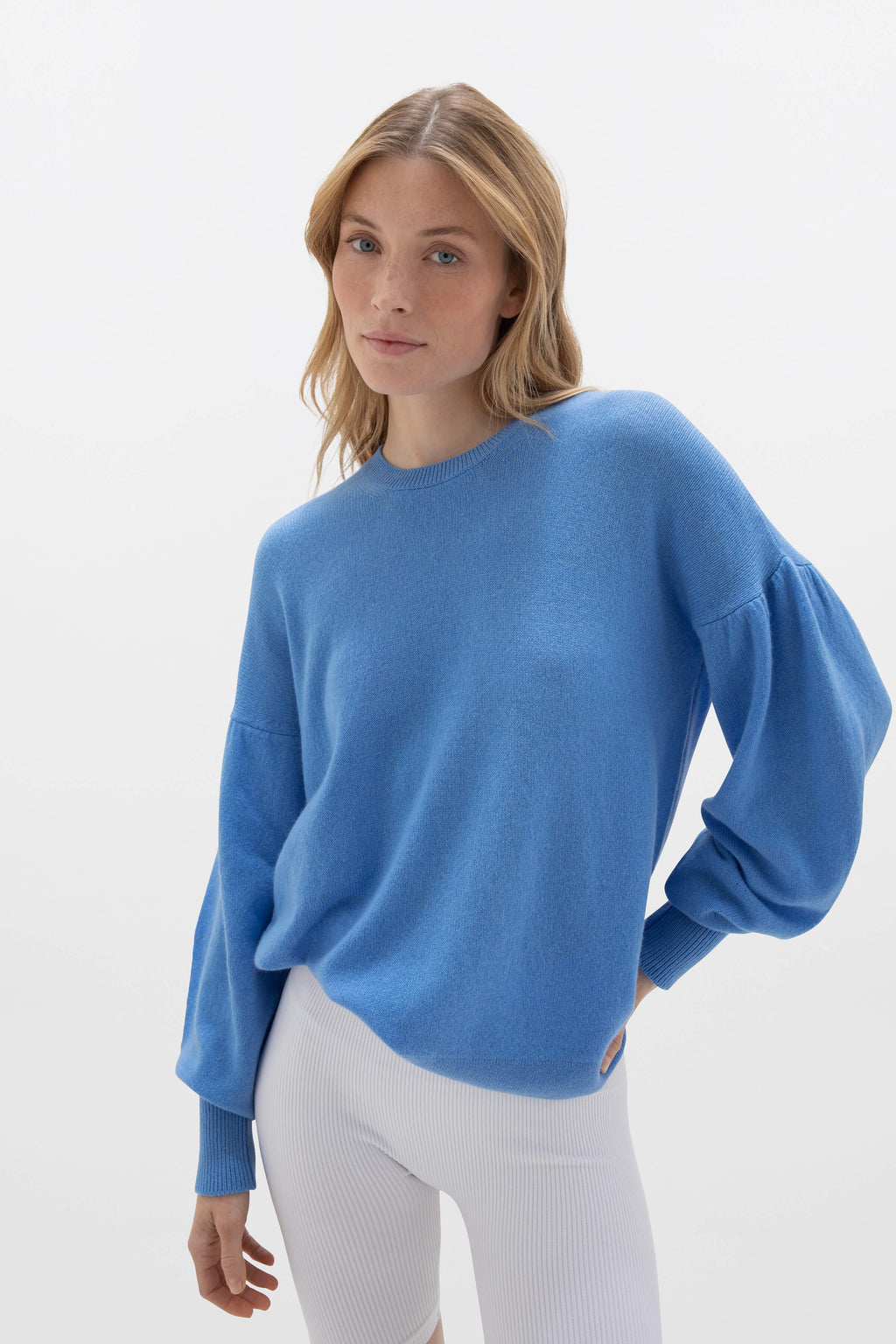 Balloon Sleeve Blue Cashmere Jumper