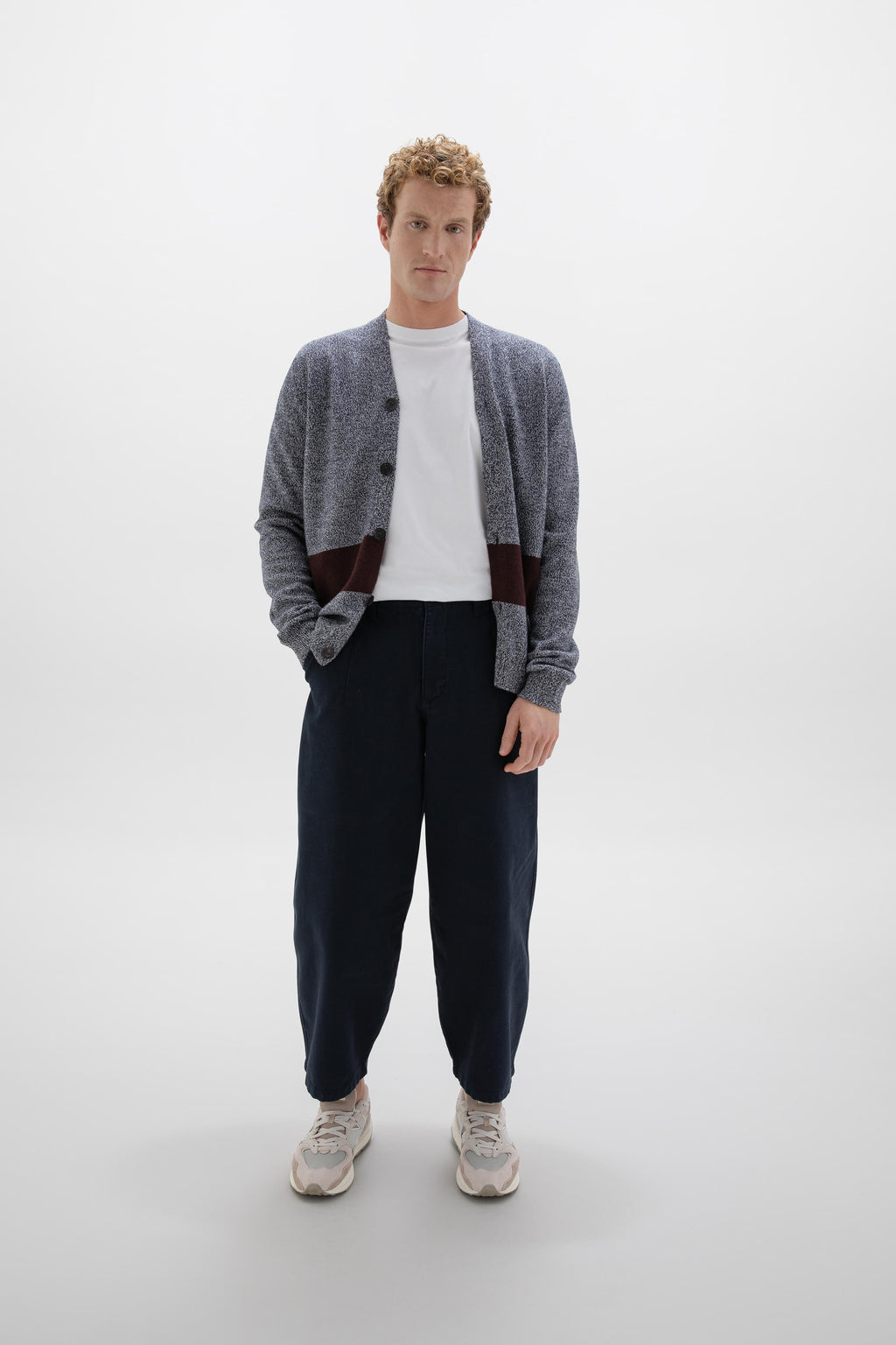 Colour Block Blue Cashmere Cardigan