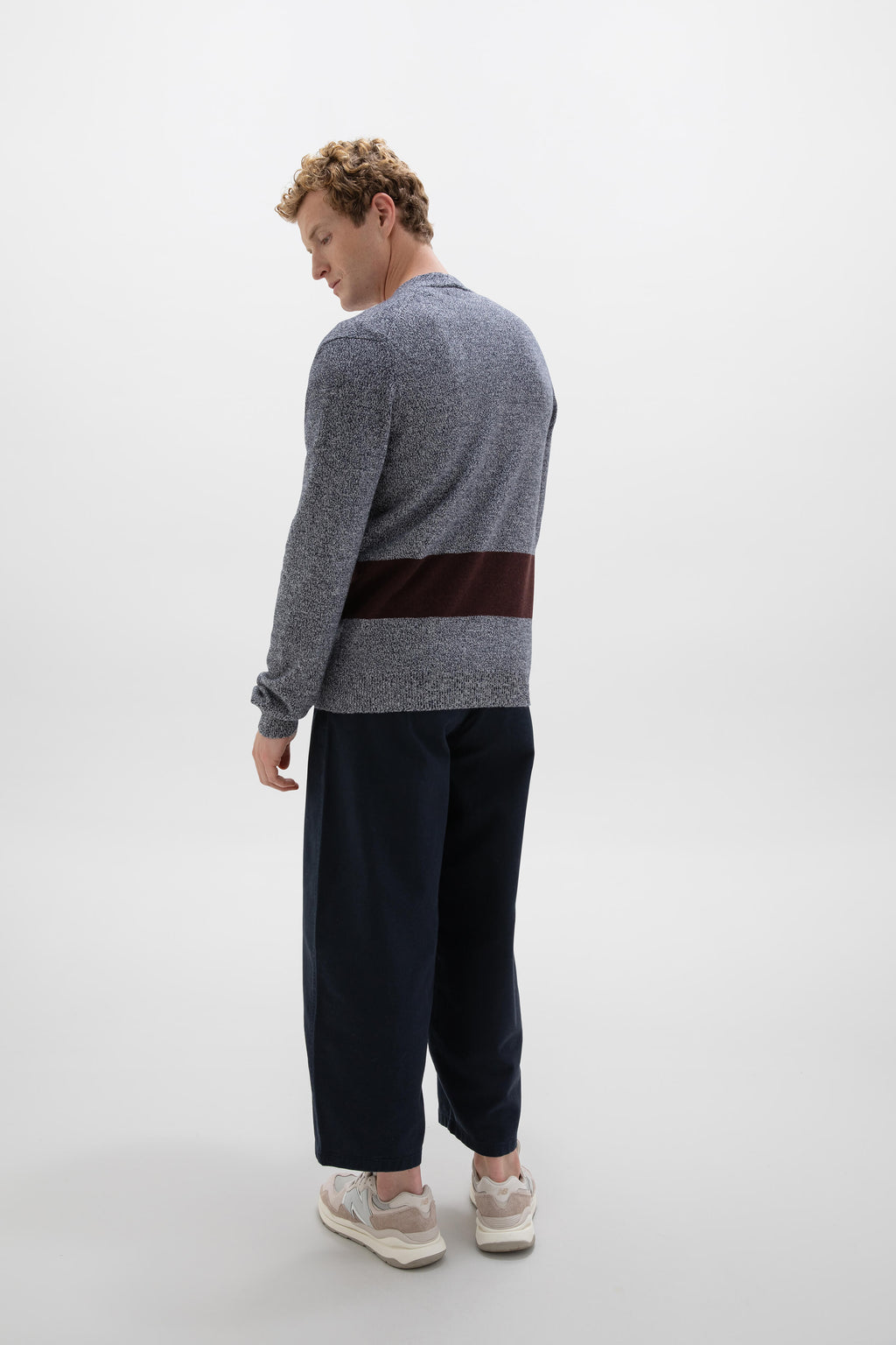 Colour Block Blue Cashmere Cardigan