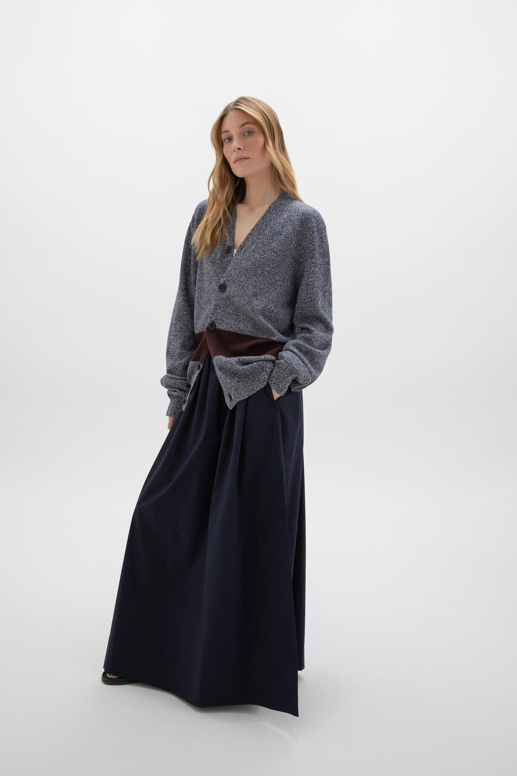 Colour Block Blue Cashmere Cardigan