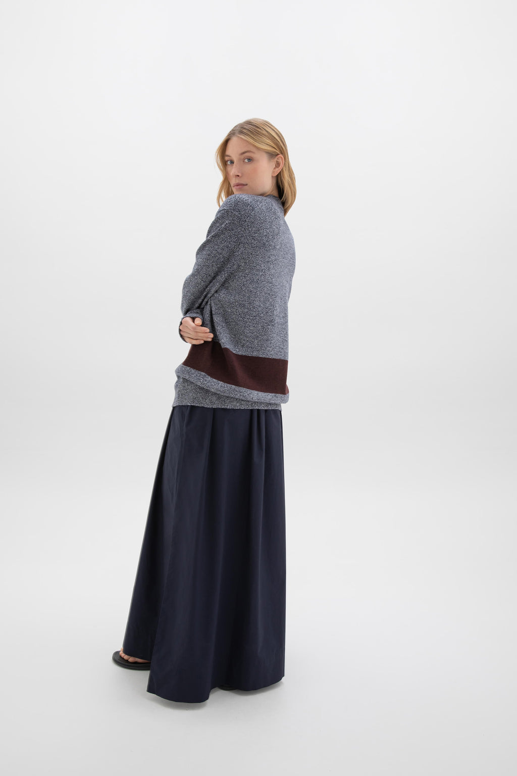 Colour Block Blue Cashmere Cardigan