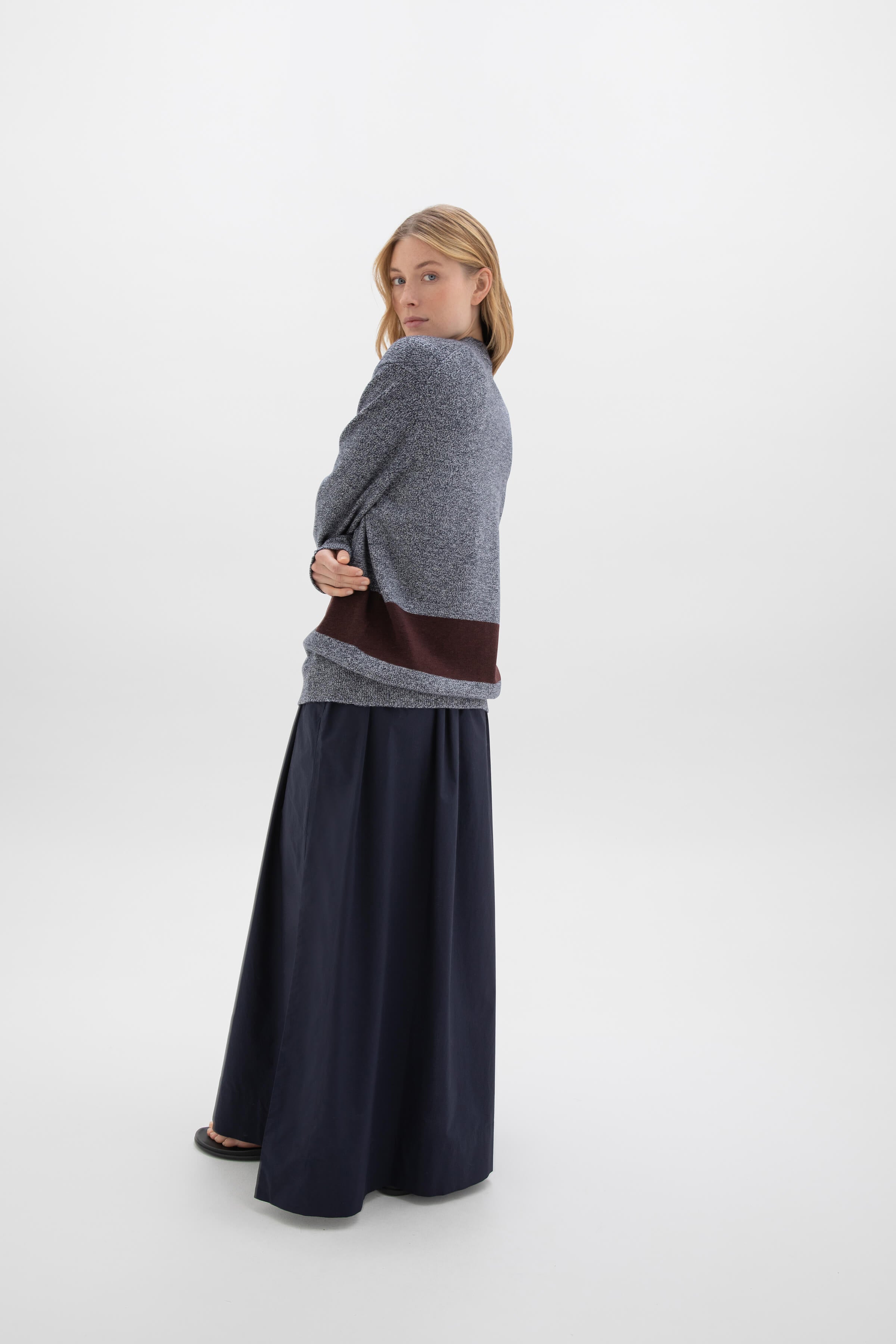 Colour Block Blue Cashmere Cardigan