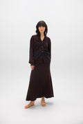 Ribbed Marl Dark Brown Cashmere Skirt
