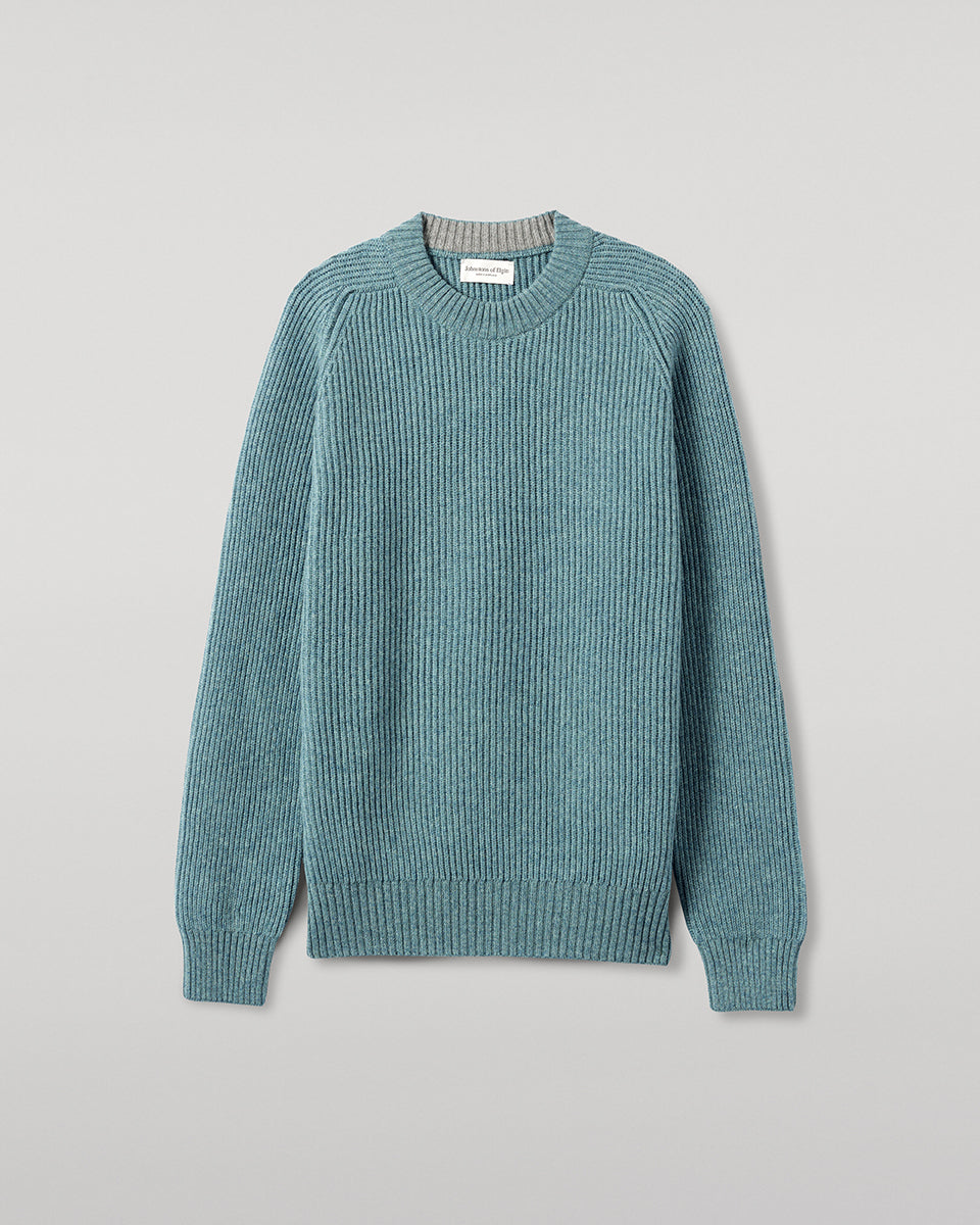 Contrast Neck Green Cashmere Jumper