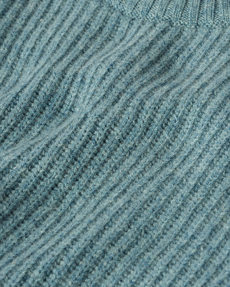 Contrast Neck Green Cashmere Jumper
