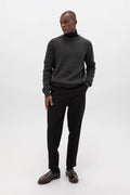 Contrast Neck Charcoal Cashmere Jumper