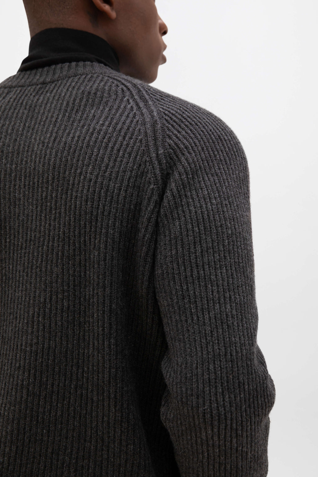 Contrast Neck Charcoal Cashmere Jumper