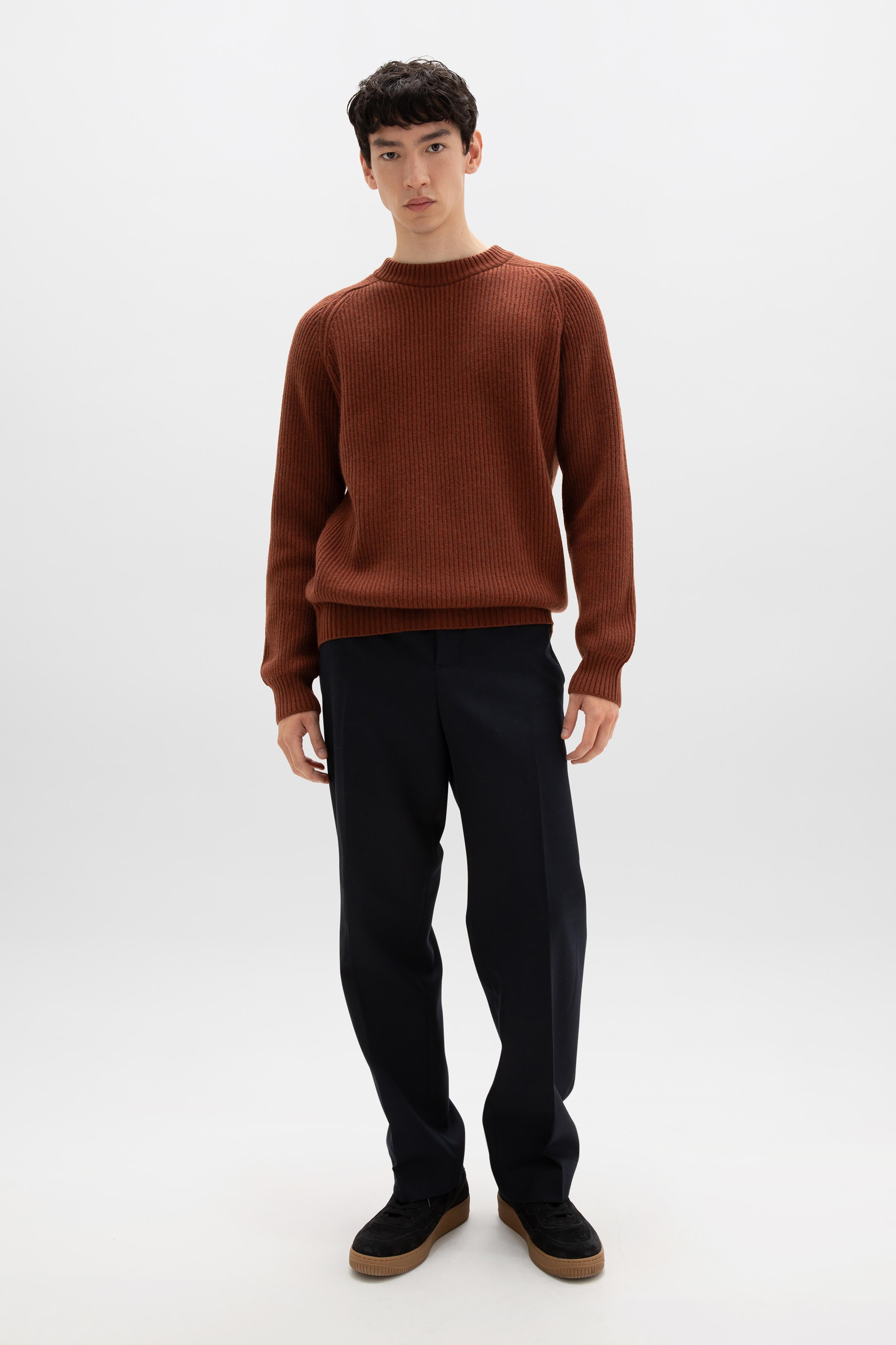 Contrast Neck Red Cashmere Jumper