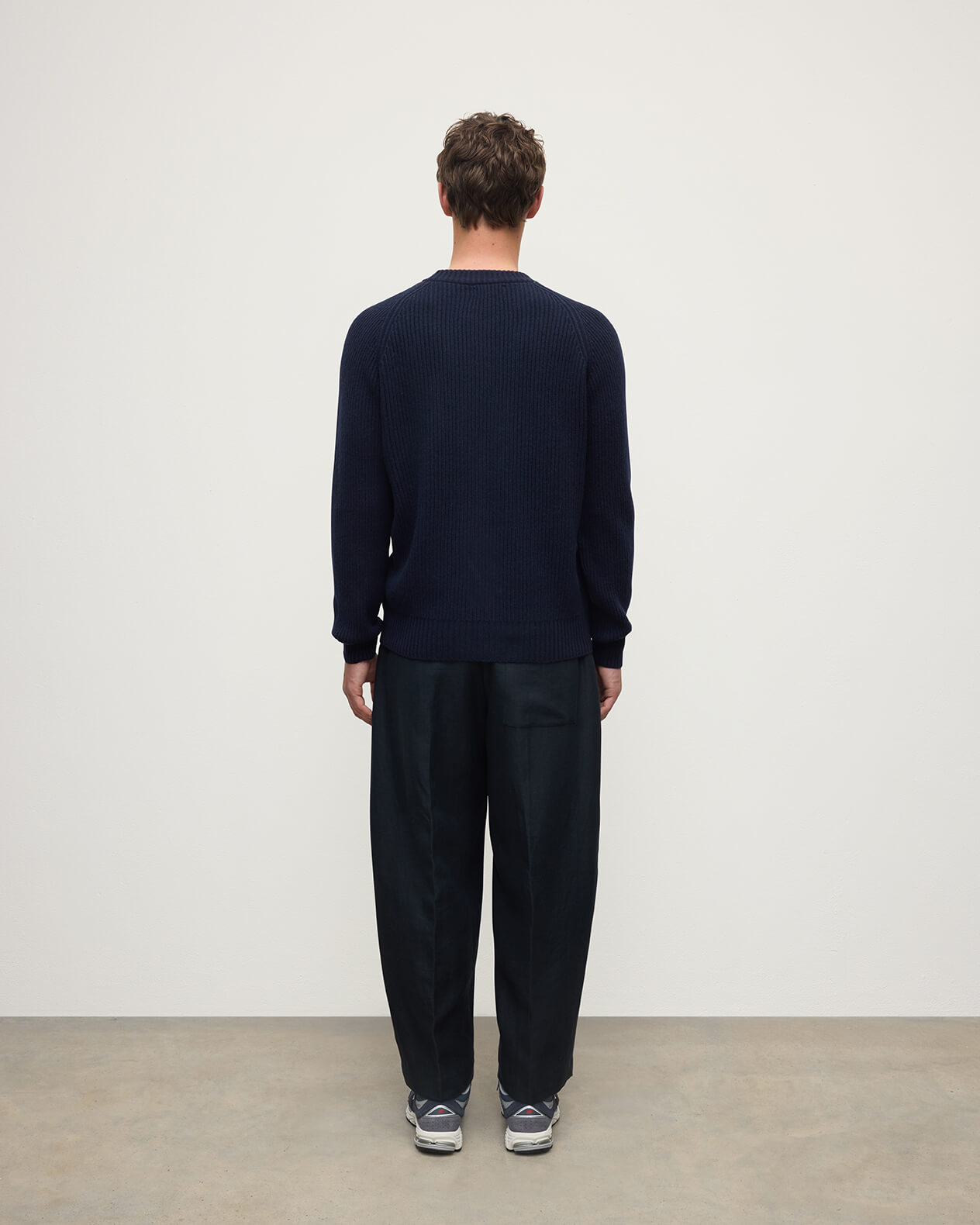 Contrast Neck Dark Navy Cashmere Jumper