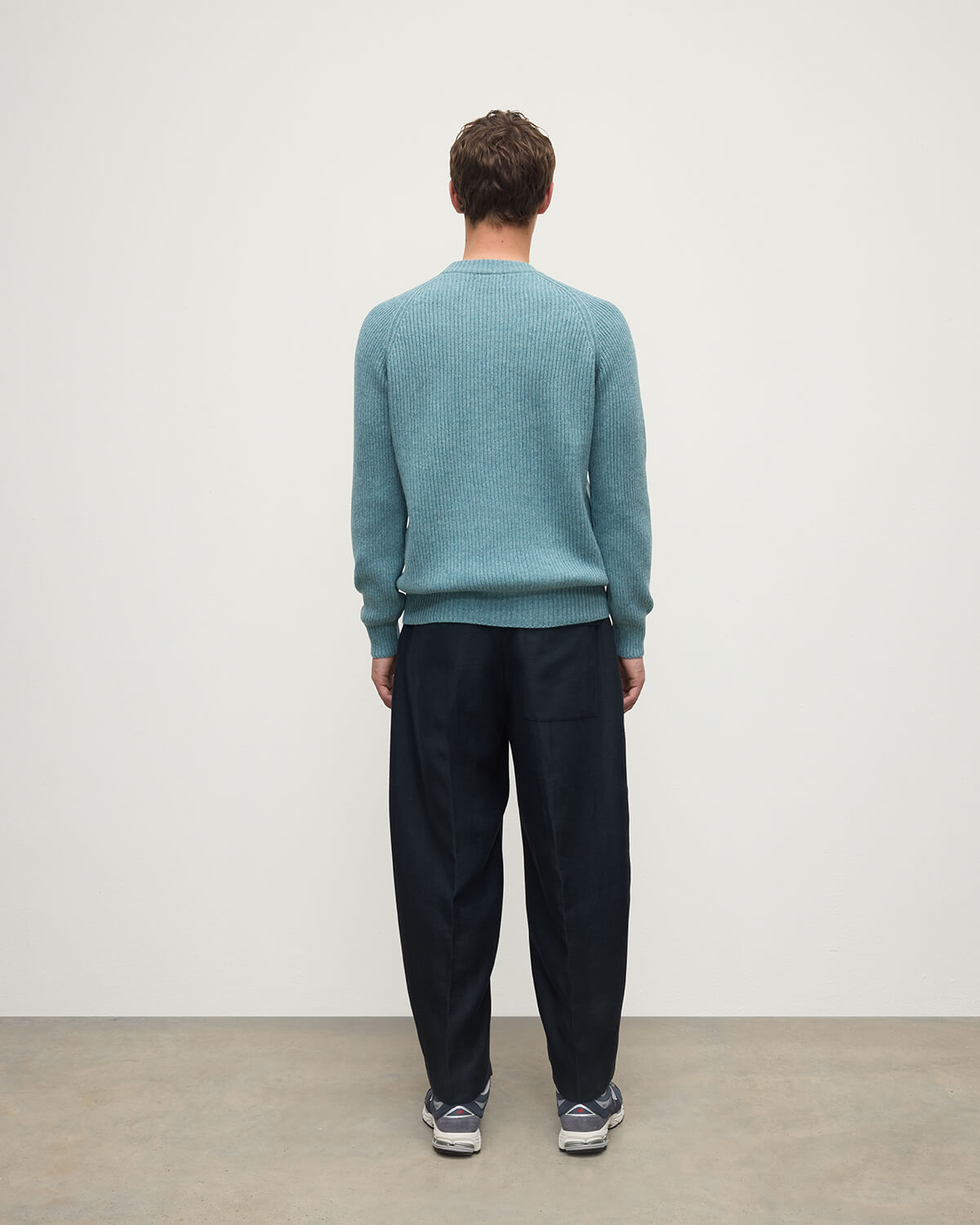 Contrast Neck Green Cashmere Jumper